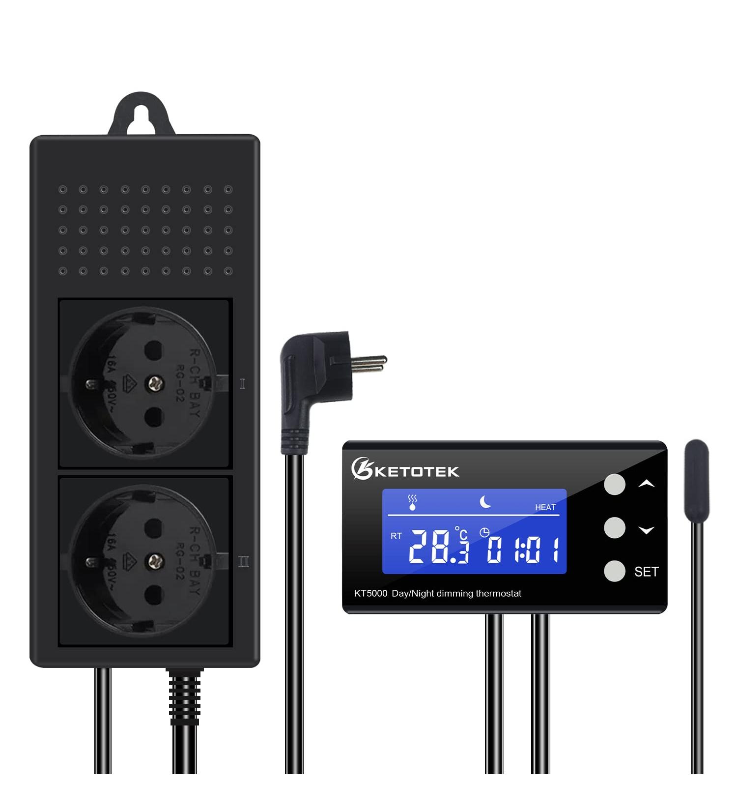 Buy KetoTek Day Night Thermostat Dimmer Plug - Digital Temperature Controller for Greenhouses Aquariums Plants & Reptiles | International Shipping Available - Buy Online on GoSupps.com