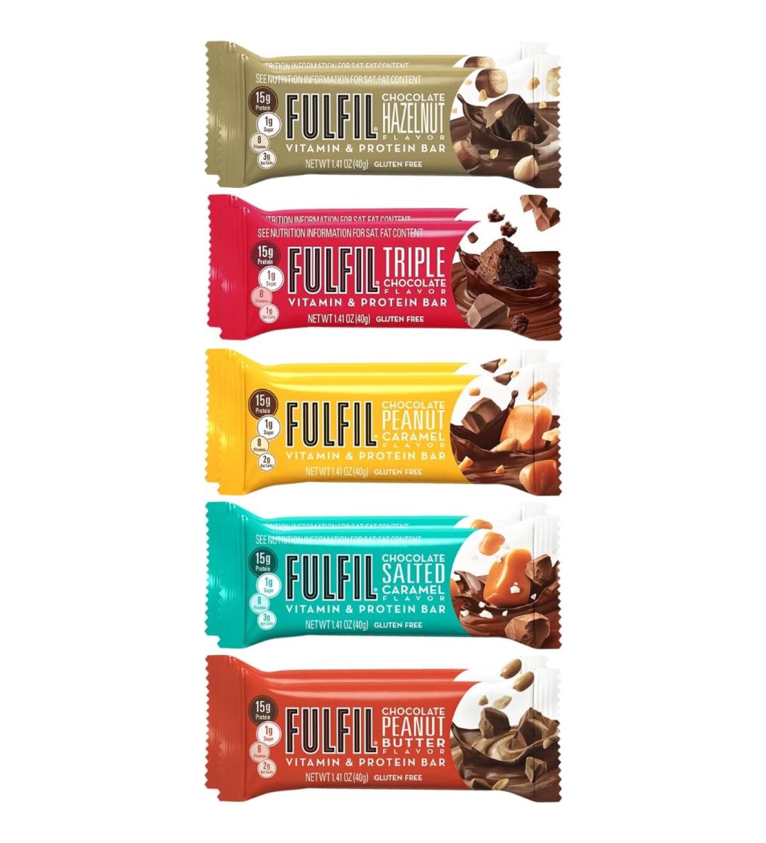 Generic Fulfill Protein Snack Bars Nutrition Vitamin Bars 5 flavor Variety Pack 15g Protein (10 Pack)