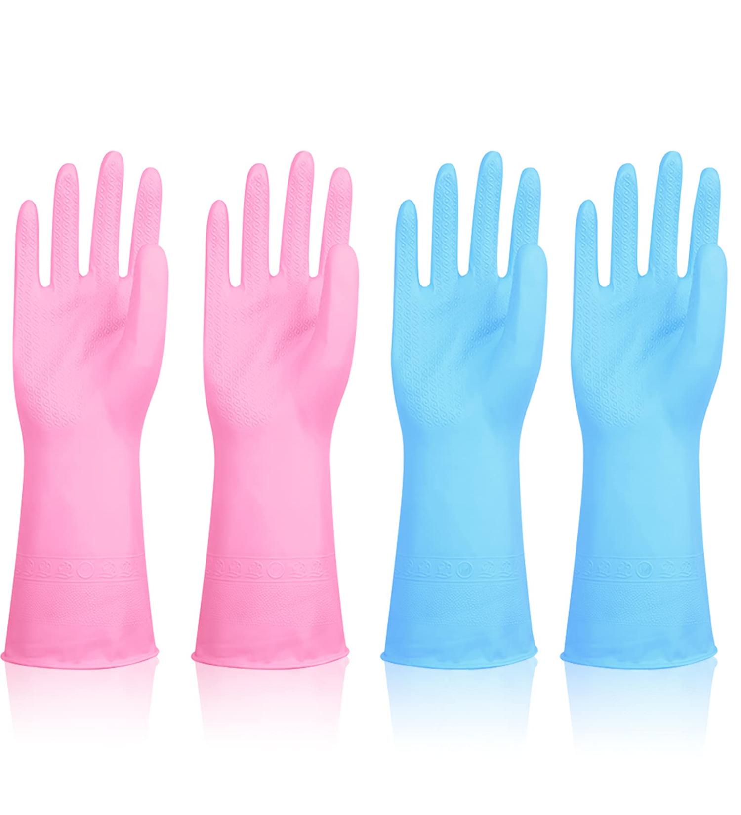 Focenat 2 Pairs Washing Up Gloves Household Cleaning Gloves Waterproof Rubber Latex Gloves Reusable Kitchen Dishcleaning Gloves Medium Size(Blue+Pink) - Buy Online on GoSupps.com