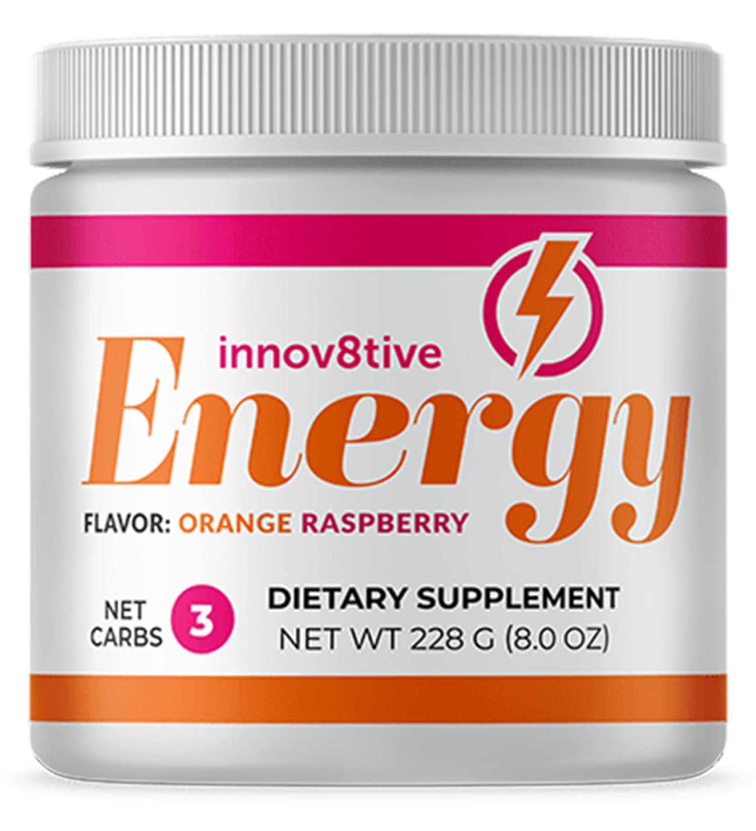 Innov8tive Energy Orange Raspberry Drink Mix | B Vitamins for Energy & Cognitive Focus | 228g Energy Supplement - Buy Online on GoSupps.com
