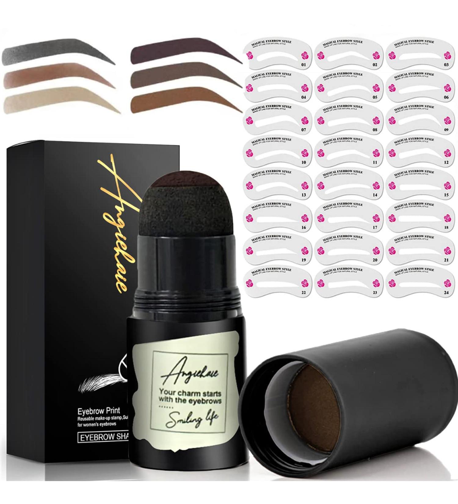 Dark Brown Eyebrow Stamp Stencil Kit | 24 Pc Brow Definer & Shaping Stencils Set - Buy Online on GoSupps.com