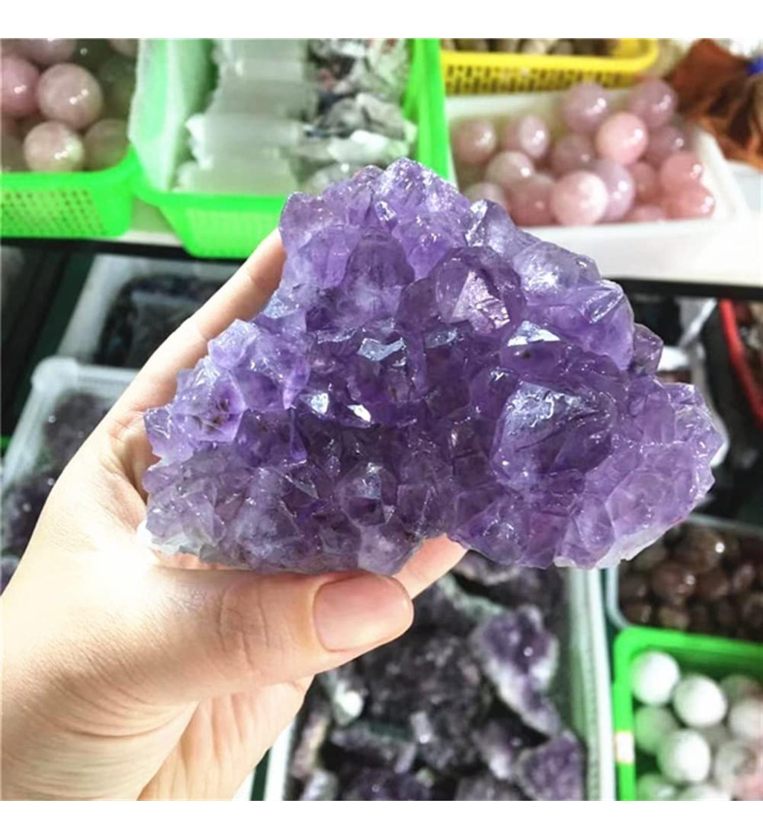 Natural Amethyst geode Cluster Purple Quartz Stones Crystal geode Amethyst Cluster for Home Decoration Crystal ERBDRGAZ (Color : Purple Size : 100-200g) 100-200g Purple - Buy Online on GoSupps.com