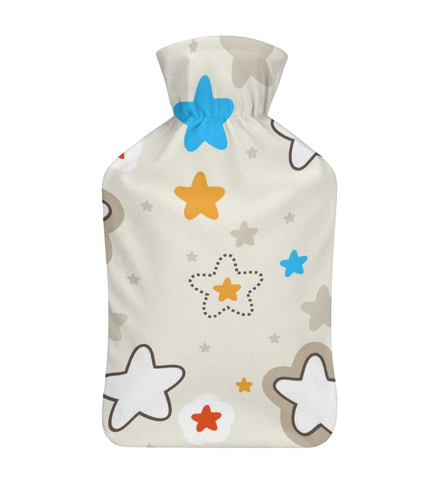 Color Stars Hot Water Bottle with Plush Cover - Bed Warmer for Adults & Kids | 26.5x15.3cm - International Shipping Available - Buy Online on GoSupps.com