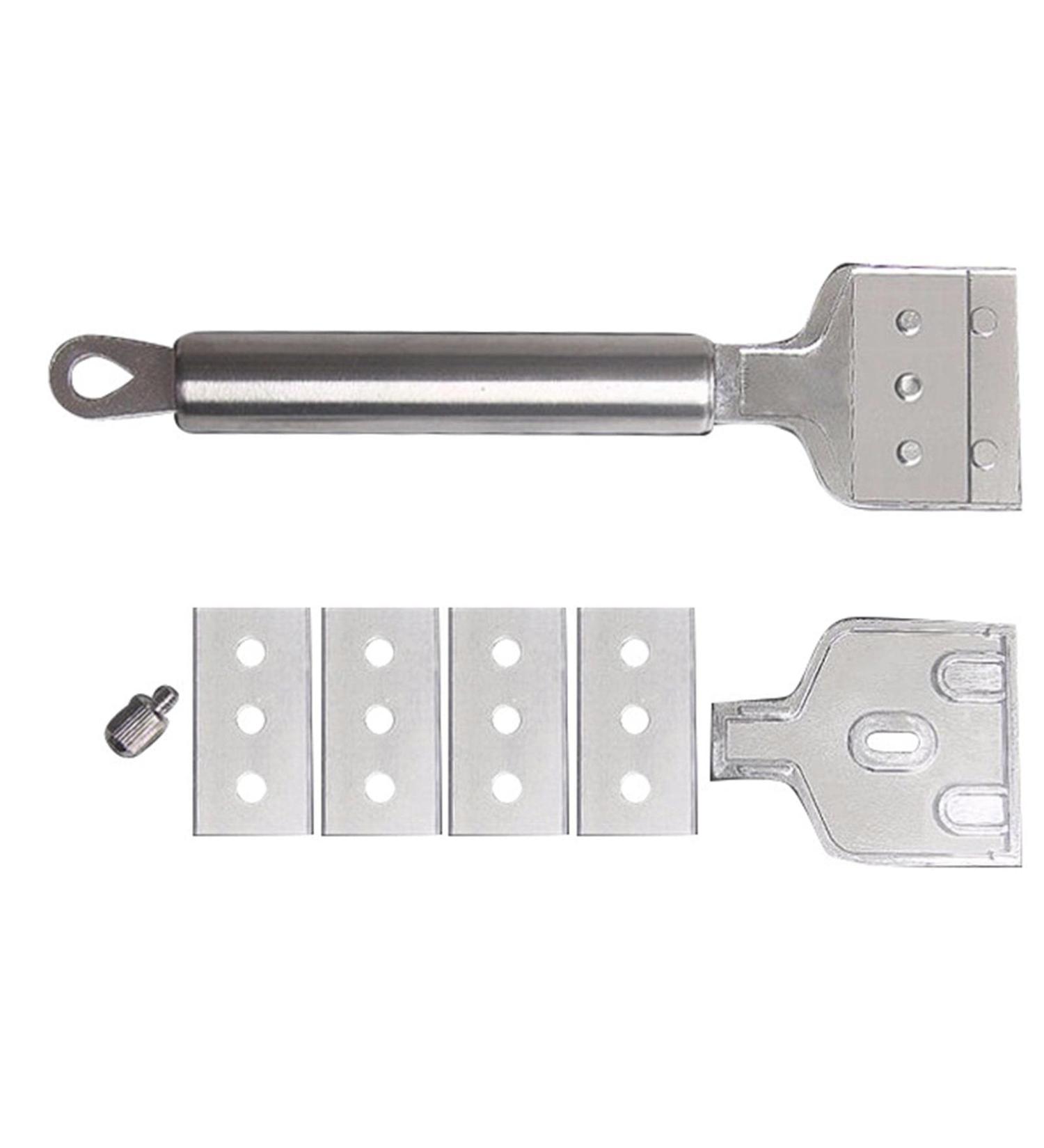Cooktop Cleaning Scrapers Stainless Steel Glass Scraper with 4 Replacement Blades Sticker Removal Scraper with 4 Replacement Blades Suitable for Glass Ceramic and Induction Cooktops  - Buy Online on GoSupps.com