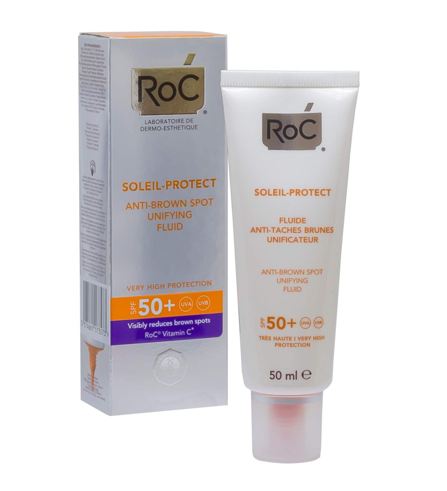 RoC Soleil-Protect Anti-Brown Spot Unifying Fluid SPF 50+ 50 ml - Sunscreen for Even Skin Tone - Buy Online on GoSupps.com