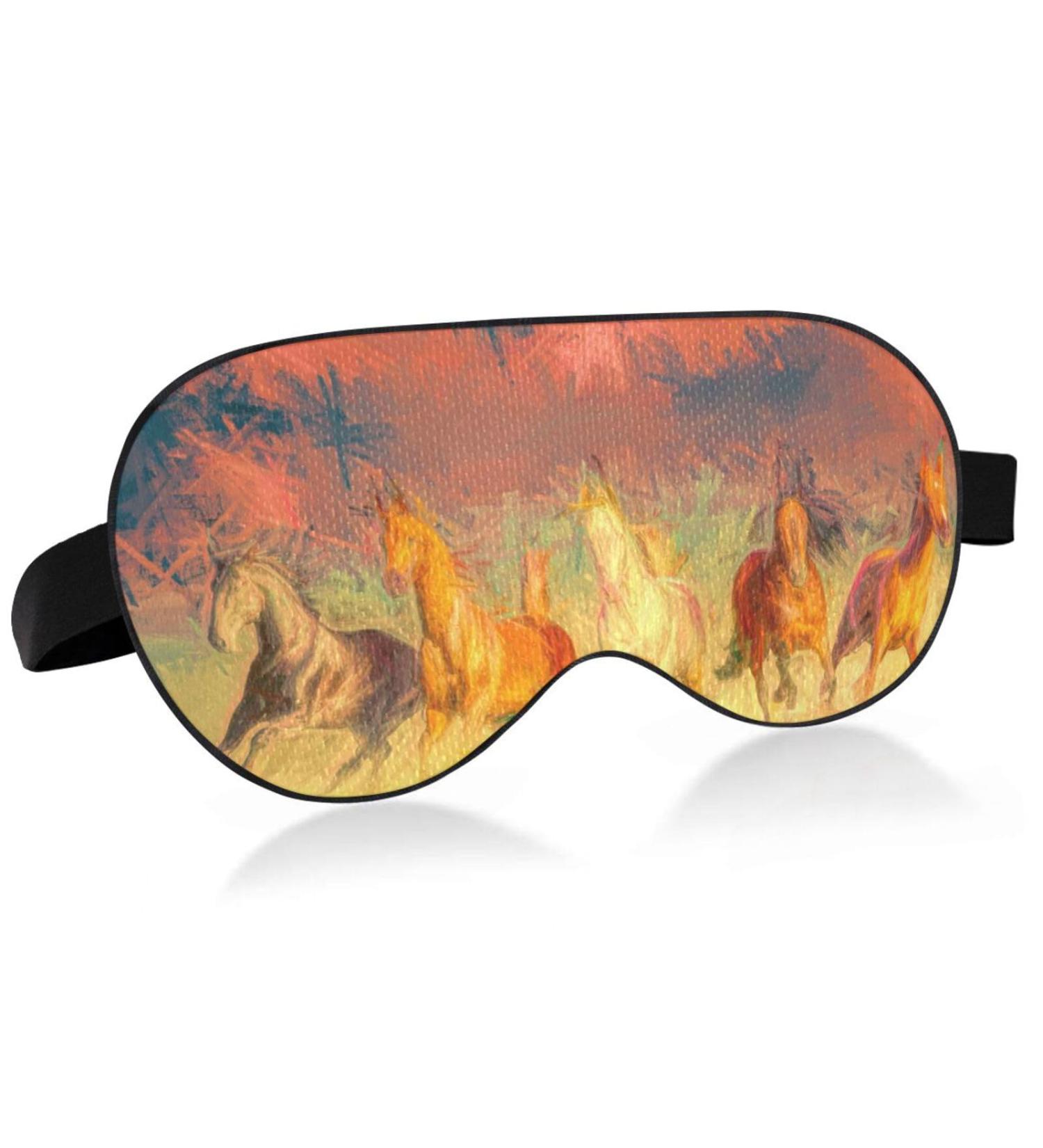 Oil Painting Horse Sleep Mask | Light Blocking Eye Mask for Travel Naps & Sleep | Adjustable Soft Eye Cover for Men & Women - Buy Online on GoSupps.com