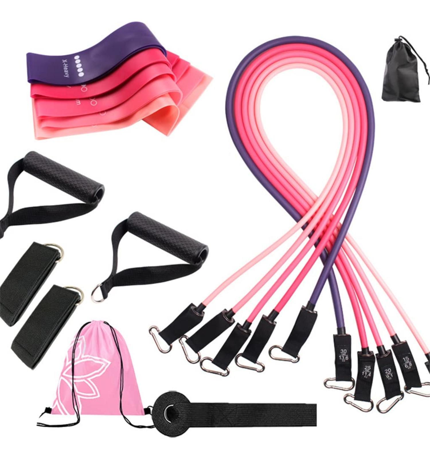 16 Pcs/Set Women Fitness Resistance Bands 100LBS 150LBS Training Belt Yoga Pull Rope Gym Equipment Elastic Tube (Multi Colored) Multicolor colored - Buy Online on GoSupps.com