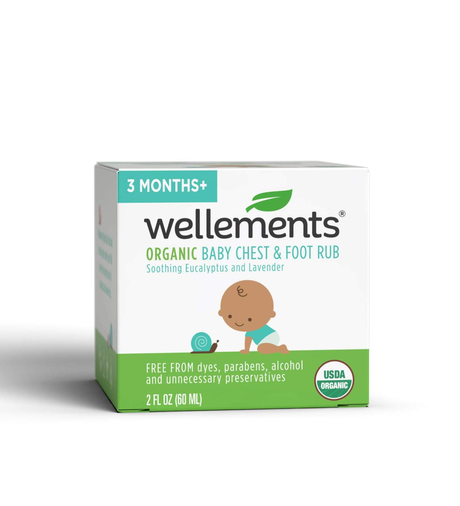 Wellements Organic Baby Chest & Foot Rub | 1.8 fl oz | USDA Certified Organic | Soothes with Eucalyptus & Lavender | Free from Harmful Ingredients | Ages 3 Months - Buy Online on GoSupps.com