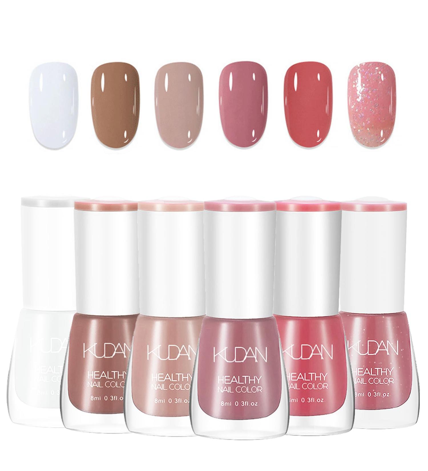 Nail Polish Nail Varnish - Quick Dry & Long Lasting Nail Varnish - Non-Toxic Water Based Holographic Nail Polish - (Nude Pink Red Color)