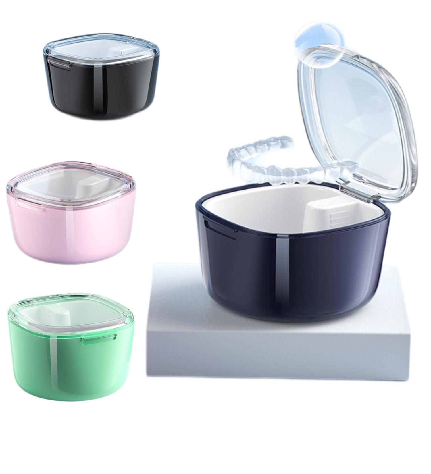 Denture Storage Box - Portable Immersion Box for Elderly Retainer & Invisible Braces Cleaning - Green - Buy Online on GoSupps.com