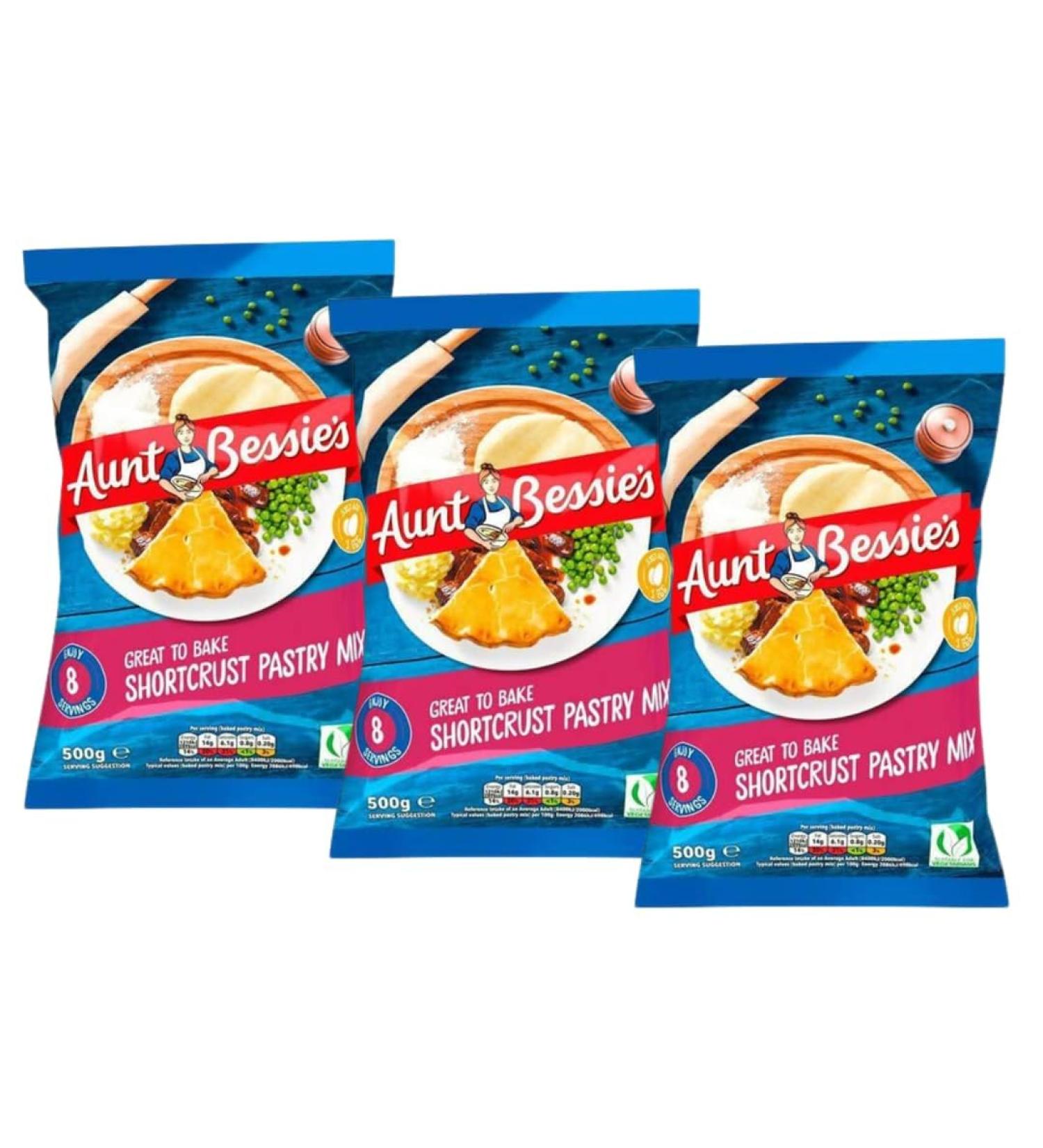 Shortcrust Pastry Mix Bundle Containing Aunt Bessie's Delicious Shortcrust Pastry Mix 500g (3 Pack) - Buy Online on GoSupps.com