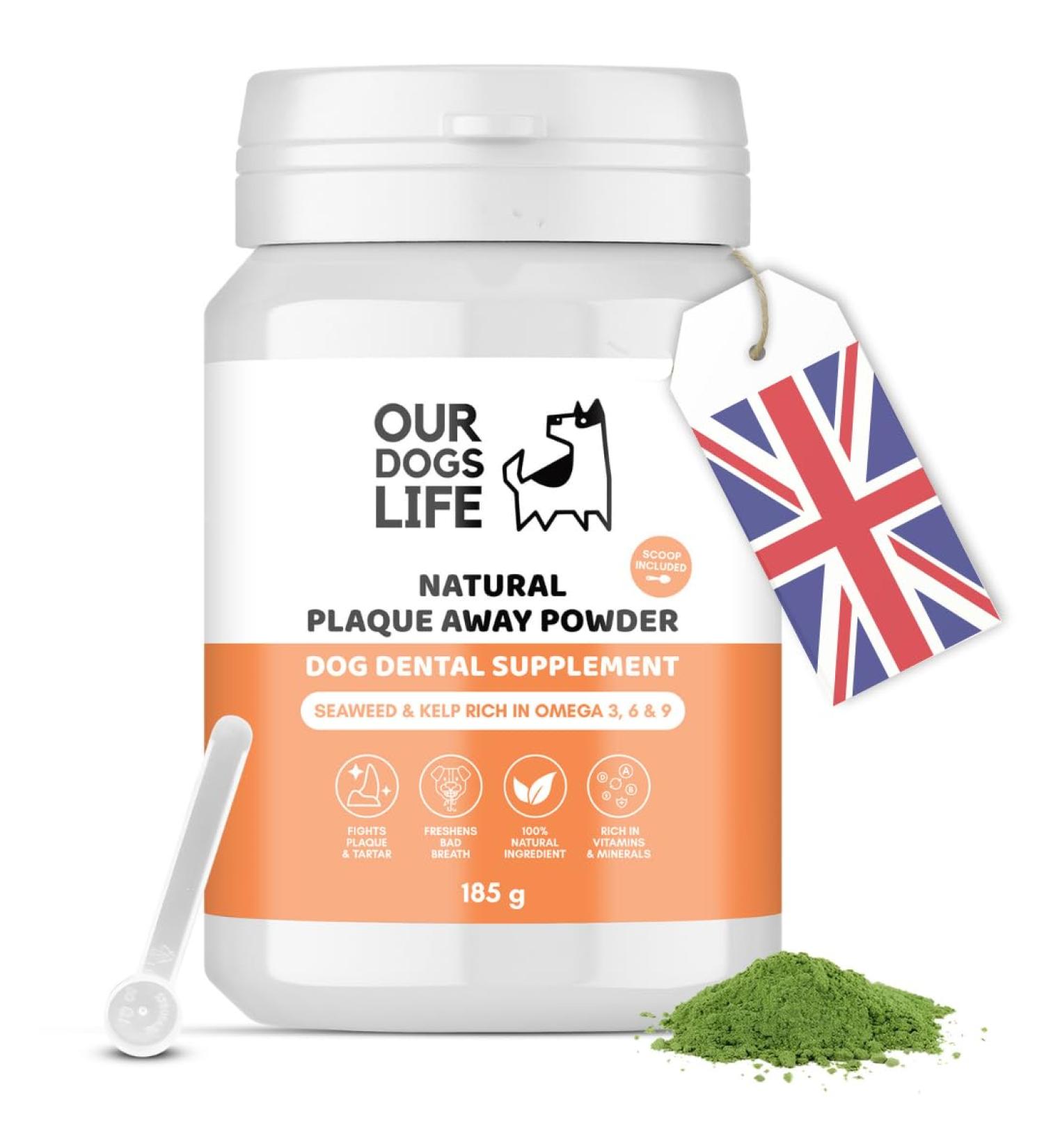 DogsLife Plaque Off Powder 185g - Organic Teeth Cleaning | Tartar Remover & Breath Freshener | Natural Dog Plaque Remover - Buy Online on GoSupps.com