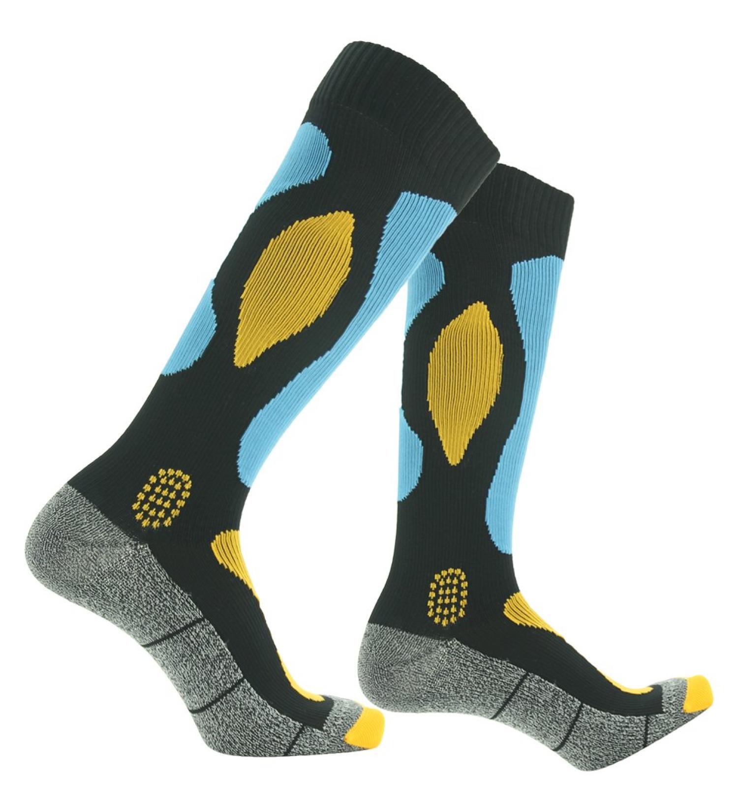 Randy Sun Waterproof Skiing Socks | SGS Certified Unisex Knee High Hiking Trekking Sock | Breathable & Waterproof | Medium Size | Blue & Black & Yellow - Buy Online on GoSupps.com