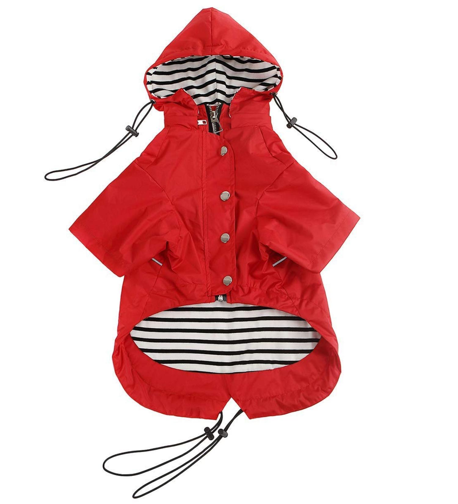 Pethiy Premium Waterproof Dog Raincoat - Red XL | Reflective Hooded Rain Jackets for Dogs with Zipper & Removable Hood - Buy Online on GoSupps.com