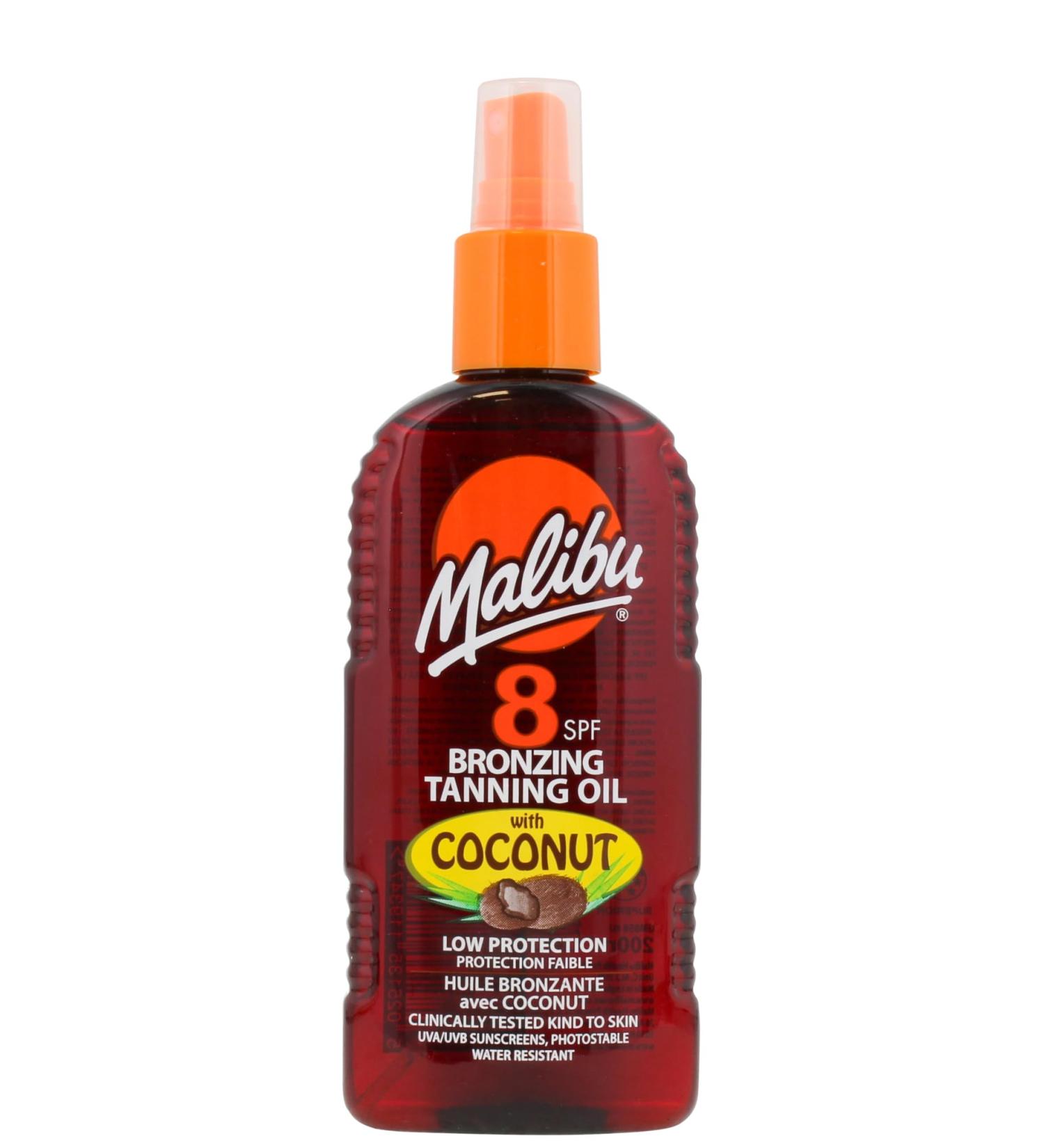 Malibu Sun Tanning Oil SPF 8 water-repellent coconut scent 200 ml