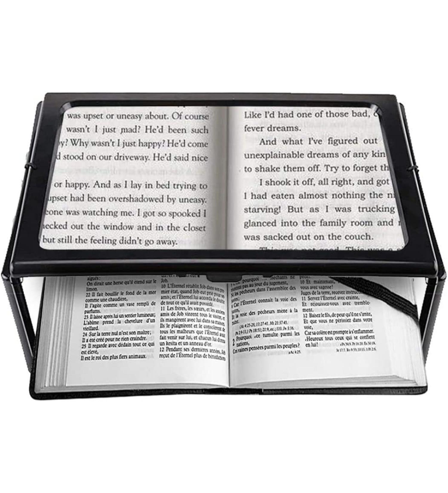 NOPEILVI- A4 Full Page Magnifier Reading Magnifying Glass On Rectangular Stand Hands 3x Magnification With 4 LED Lamp Lens For Reading For The Elderly Seniors And Partially Sighted Persons - Buy Online on GoSupps.com