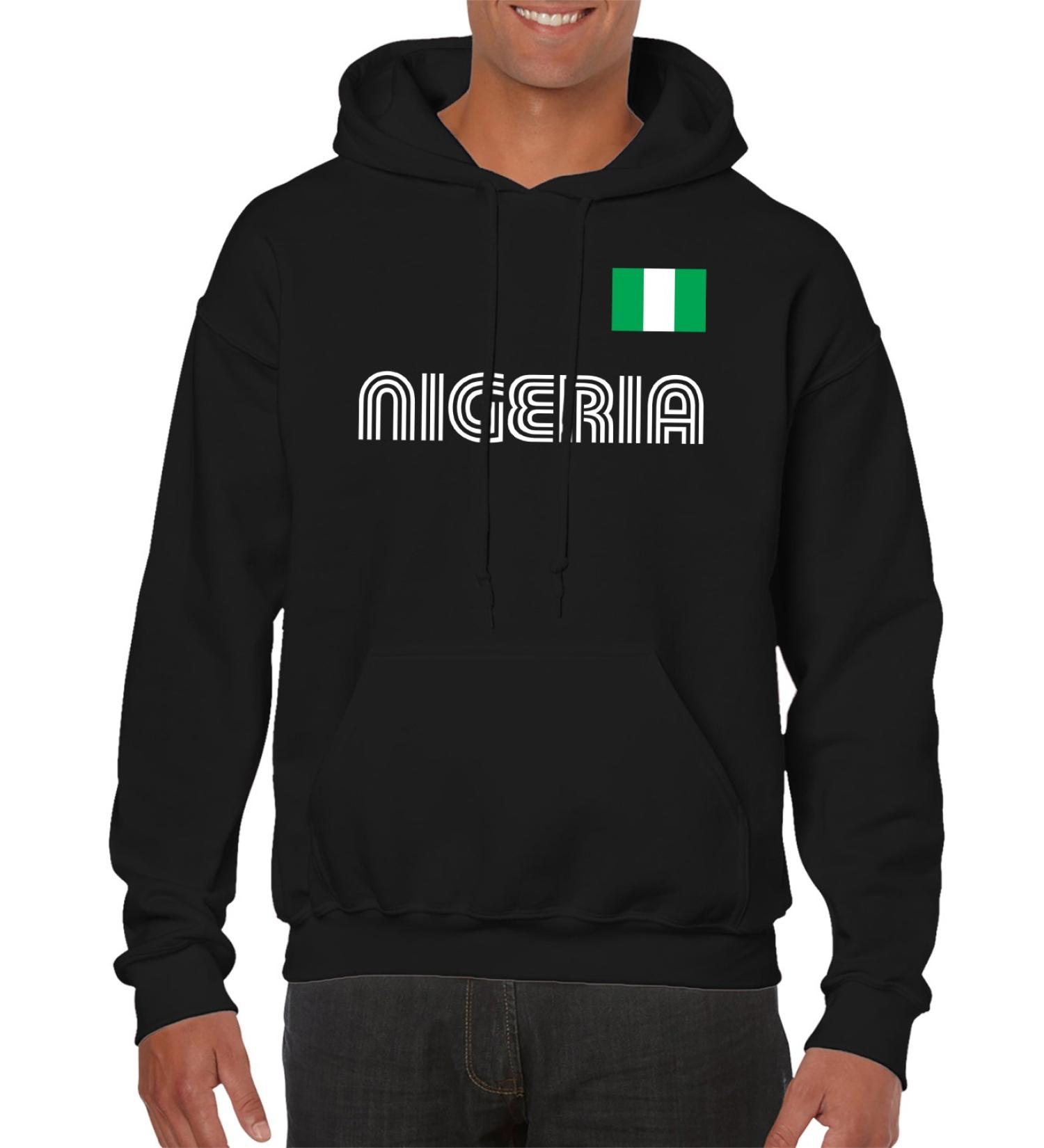 SpiritForged Apparel Nigeria Soccer Jersey Hooded Sweatshirt Large Black