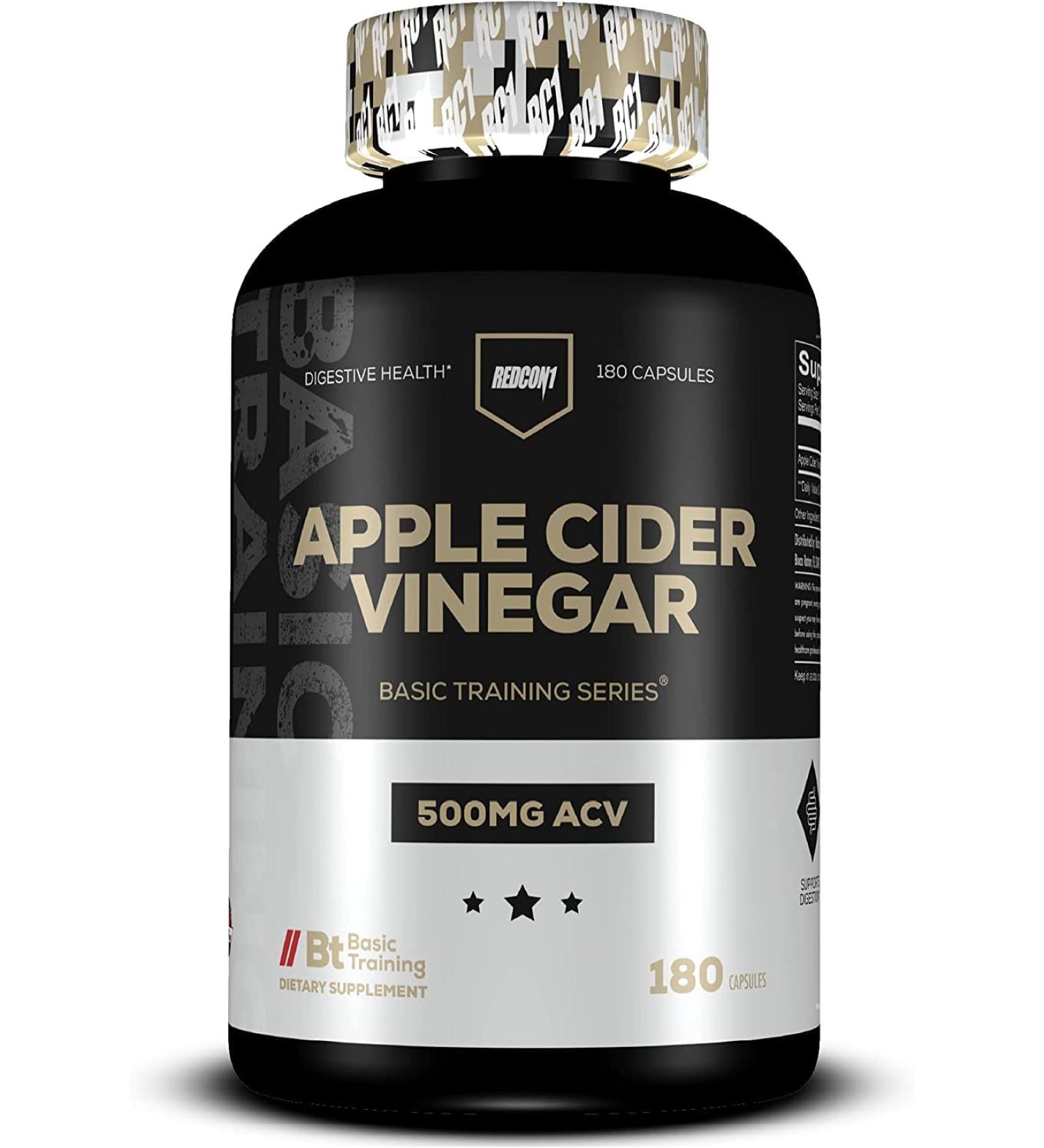 REDCON1 Apple Cider Vinegar Capsules - Gut Health & Metabolism Support - Daily Antioxidant for Healthy Gut - Men & Women - 180 Capsules - Buy Online on GoSupps.com