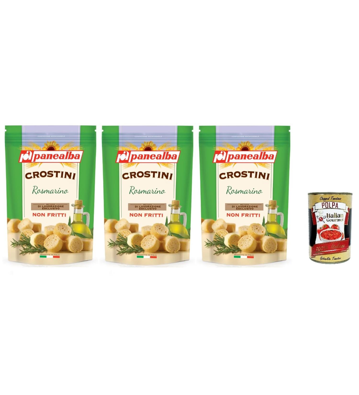  Italian Gourmet E.R. Panealba Crostini Rosmarino Crostini Unfried Rosemary Crostini 100g + Pulpa Italian Gourmet 400g - Buy Online on GoSupps.com