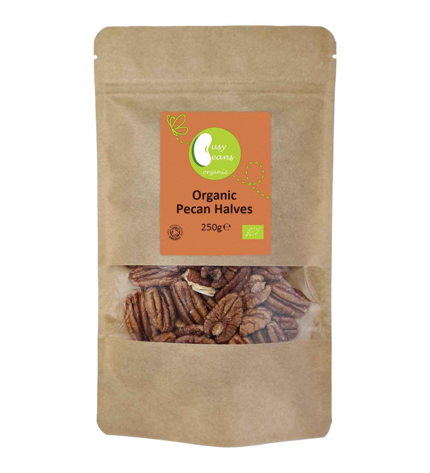 Organic Pecan Halves - Certified Organic - by Busy Beans Organic (250g) - Buy Online on GoSupps.com
