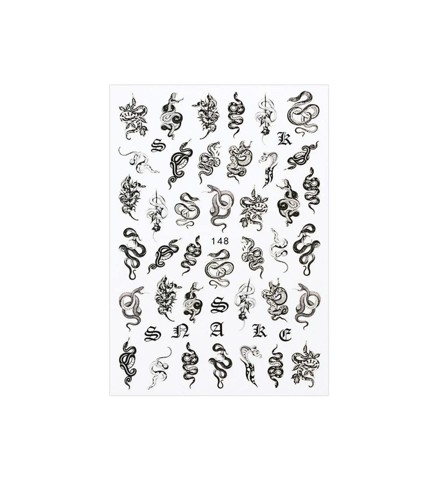 Nails Art Decoration Nail Decals Self Adhesive Chinese Dragon Snake Gothic Style Nail Stickers 3D Black(148) - Buy Online on GoSupps.com