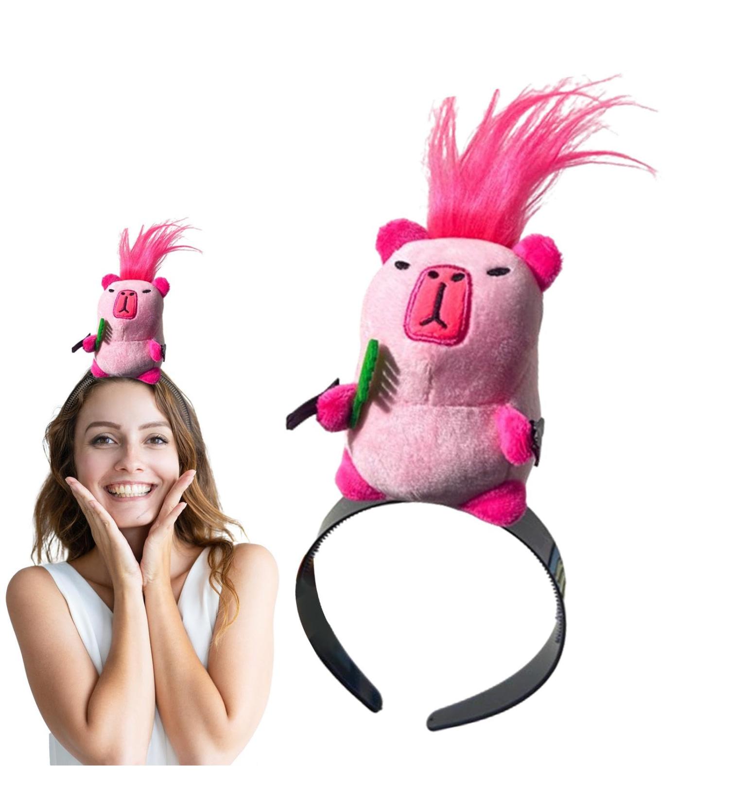 Women Funny Hair Clip - Stuffed Capybara Girls Funny Hair Clip Stage Performance Cute Hair Accessory Teen Girls Fashion for Beach Face Cleansing Makeup Pink - Buy Online on GoSupps.com
