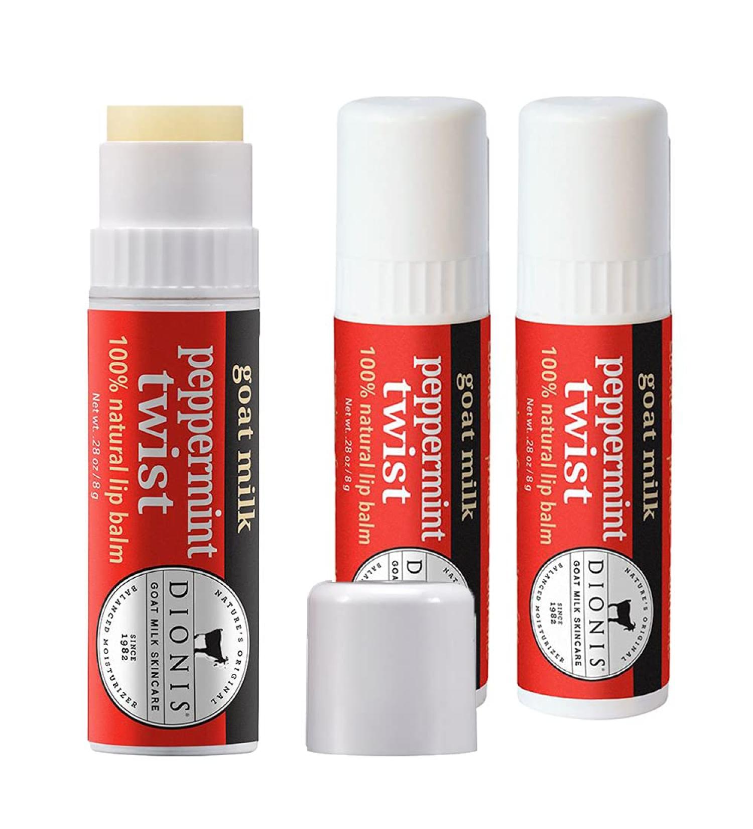 Dionis Peppermint Twist Goat Milk Lip Balm Set (0.28 oz) - Made in USA - Cruelty-free & Paraben-free - Buy Online on GoSupps.com