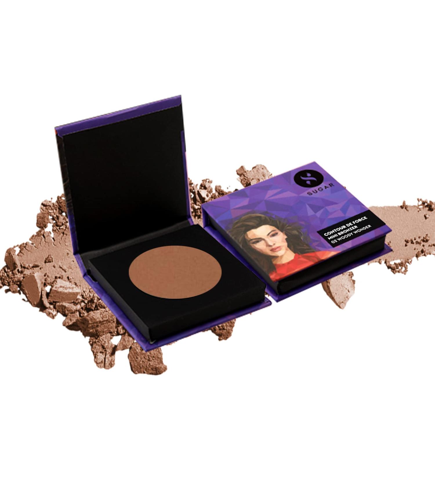 SUGAR Cosmetics Contour De Force Mini Bronzer - 02 Woody Wonder (Warm Brown) - Buy Online on GoSupps.com