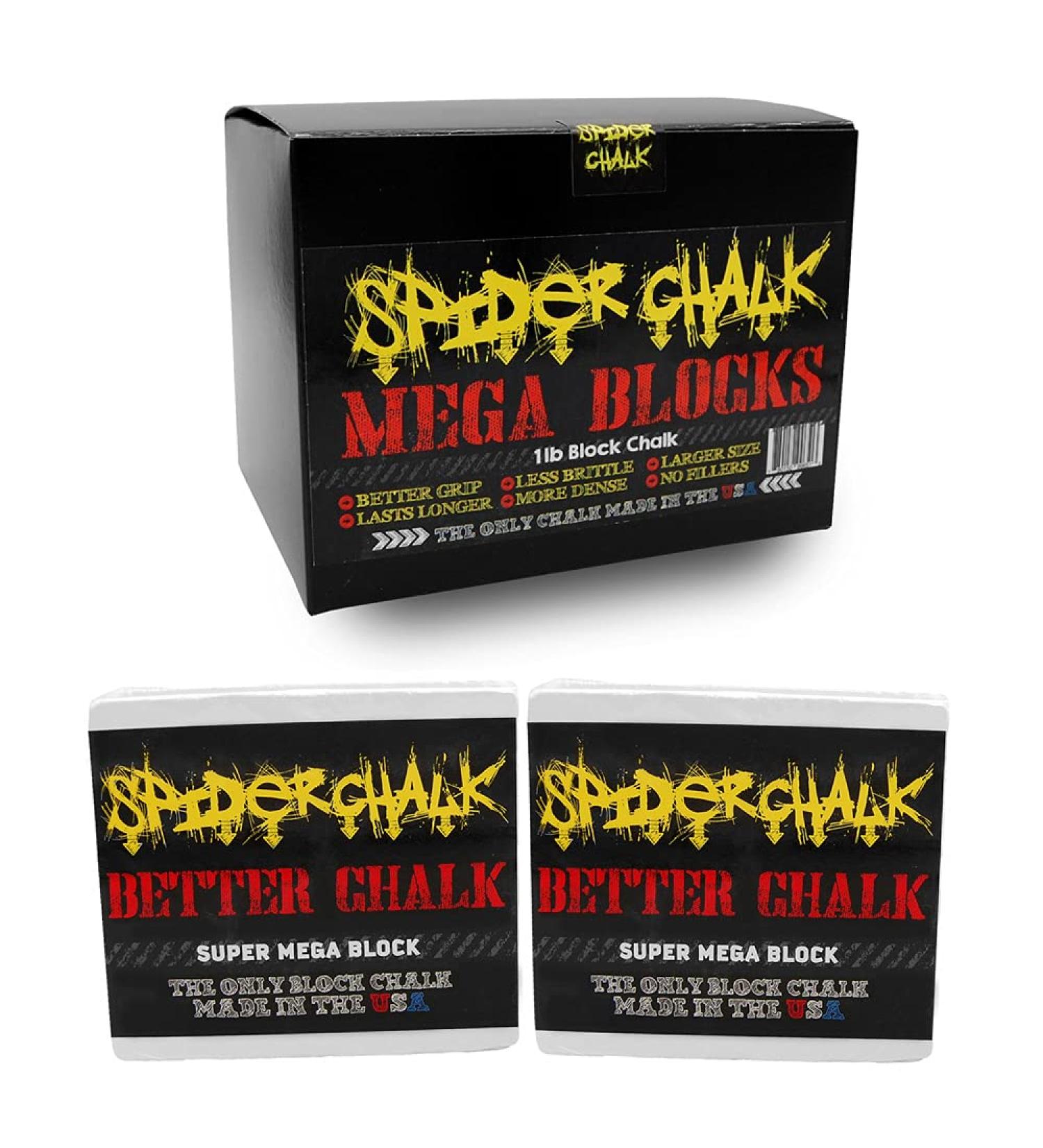 Spider Chalk Weightlifting Block Chalk - Best Gym Workout Chalk for Weights, Gymnastics, Rock Climbing - 99% Pure Block Athletic Chalk - USA Made - Buy Online on GoSupps.com