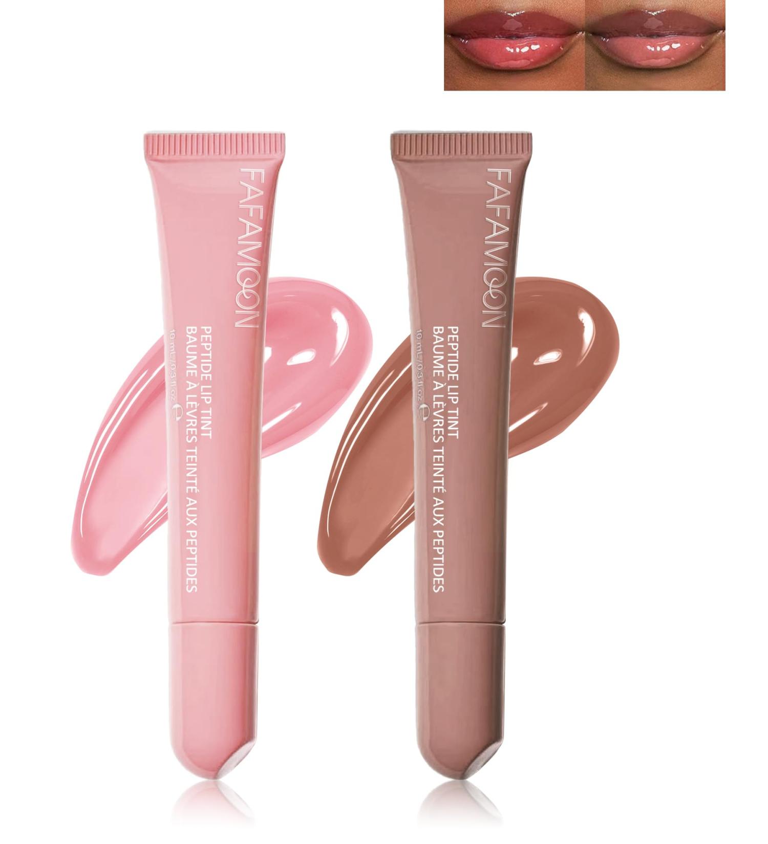 Plumping Lip Tint 2Pcs Hydrating Lip Gloss Glaze Water Gloss Lip Tint Tinted Lip Butter Balm Smooth Glow Lip Oil Nourishing & Non-sticky Lip Gloss Long Lasting & Moisturizing Lip Stain -01+02 01 Ribbon + 02 Toast - Buy Online on GoSupps.com