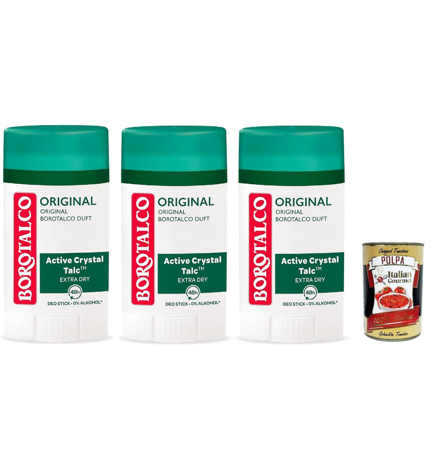  Italian Gourmet E.R. Borotalco Original Deodorant Stick 48 Hour Effect Formula with Active Crystal Talc for Triple Protection Against Sweat 0% Alcohol Deodorant 3 x 40 ml + Italian Gourmet - Buy Online on GoSupps.com