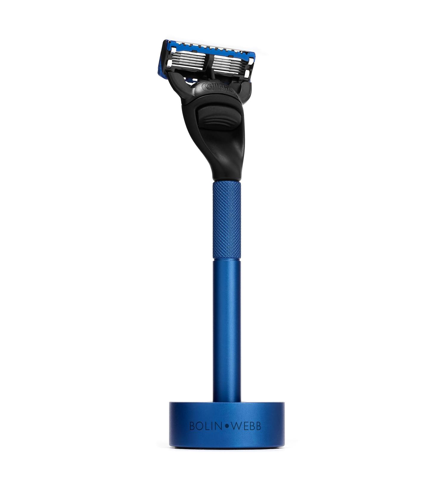 Bolin Webb Razor & Stand - Blue | Gillette Fusion5 Blade - Premium Shaving Experience Worldwide - Buy Online on GoSupps.com
