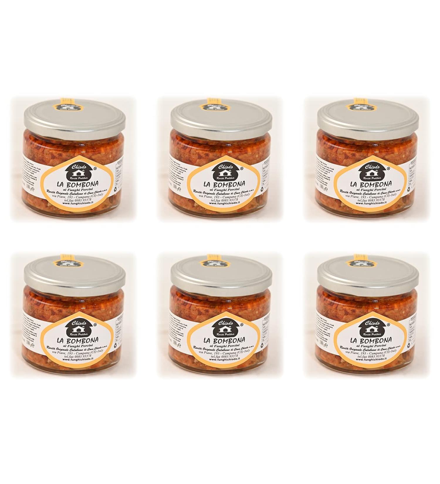 Bombona - spicy condiment with mushrooms and fresh vegetables - Pack of 6 jars of 180gr - Without Preservatives - Historical family recipes since 1970 - Mushrooms Chiodo - Buy Online on GoSupps.com