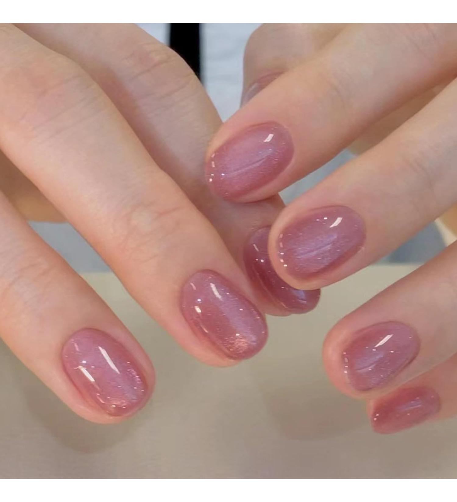 24-Piece Jelly Pink Press-On Nails - Short Angular French Artificial Nails for DIY Manicure | Full Cover Acrylic Fake Nails for Women & Girls - Buy Online on GoSupps.com
