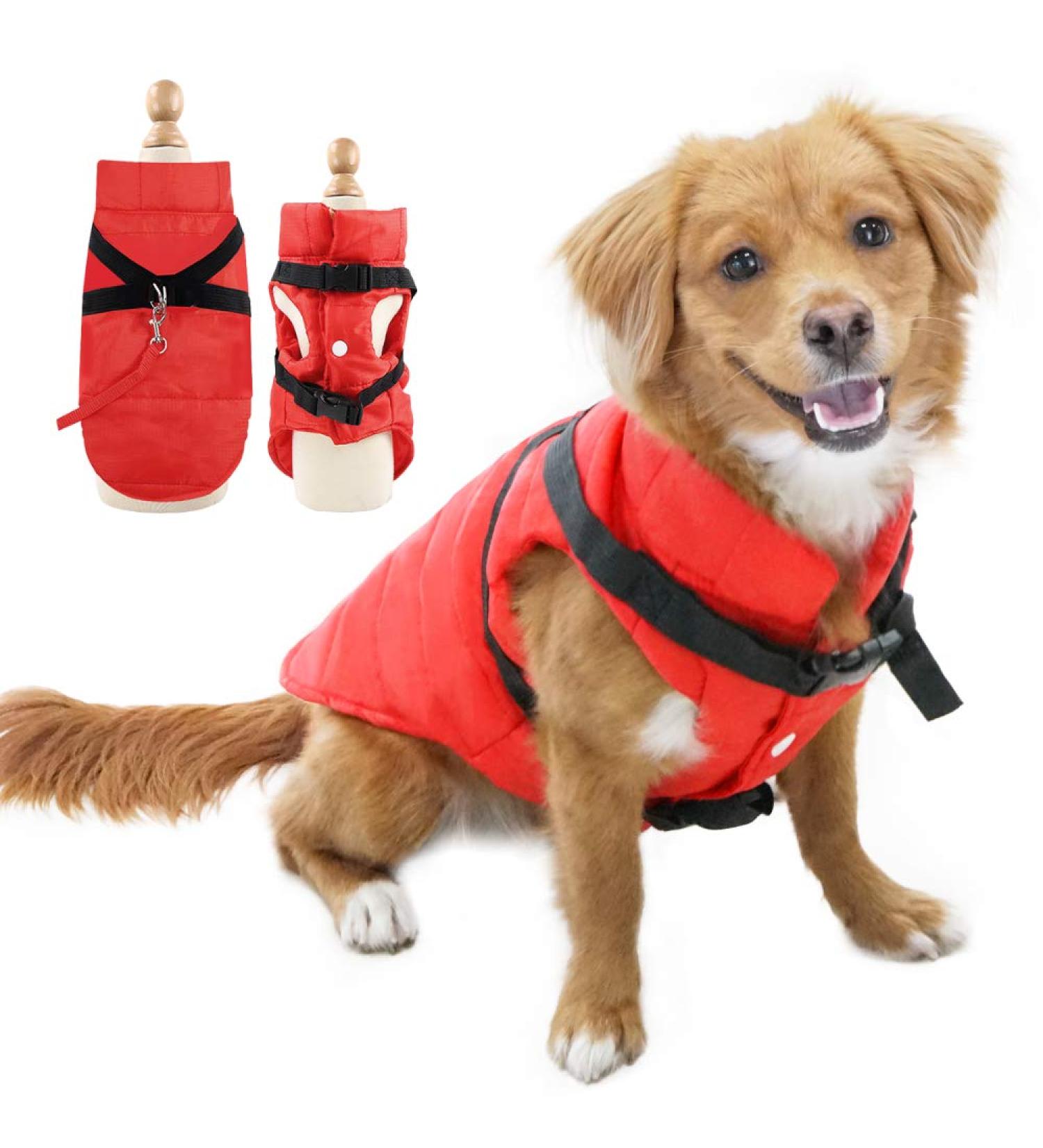 Eastlion Winter Dog Coat | Warm Waterproof Jacket for Puppies | Red Dog Clothing Vest with D-Ring | Size MM - Buy Online on GoSupps.com