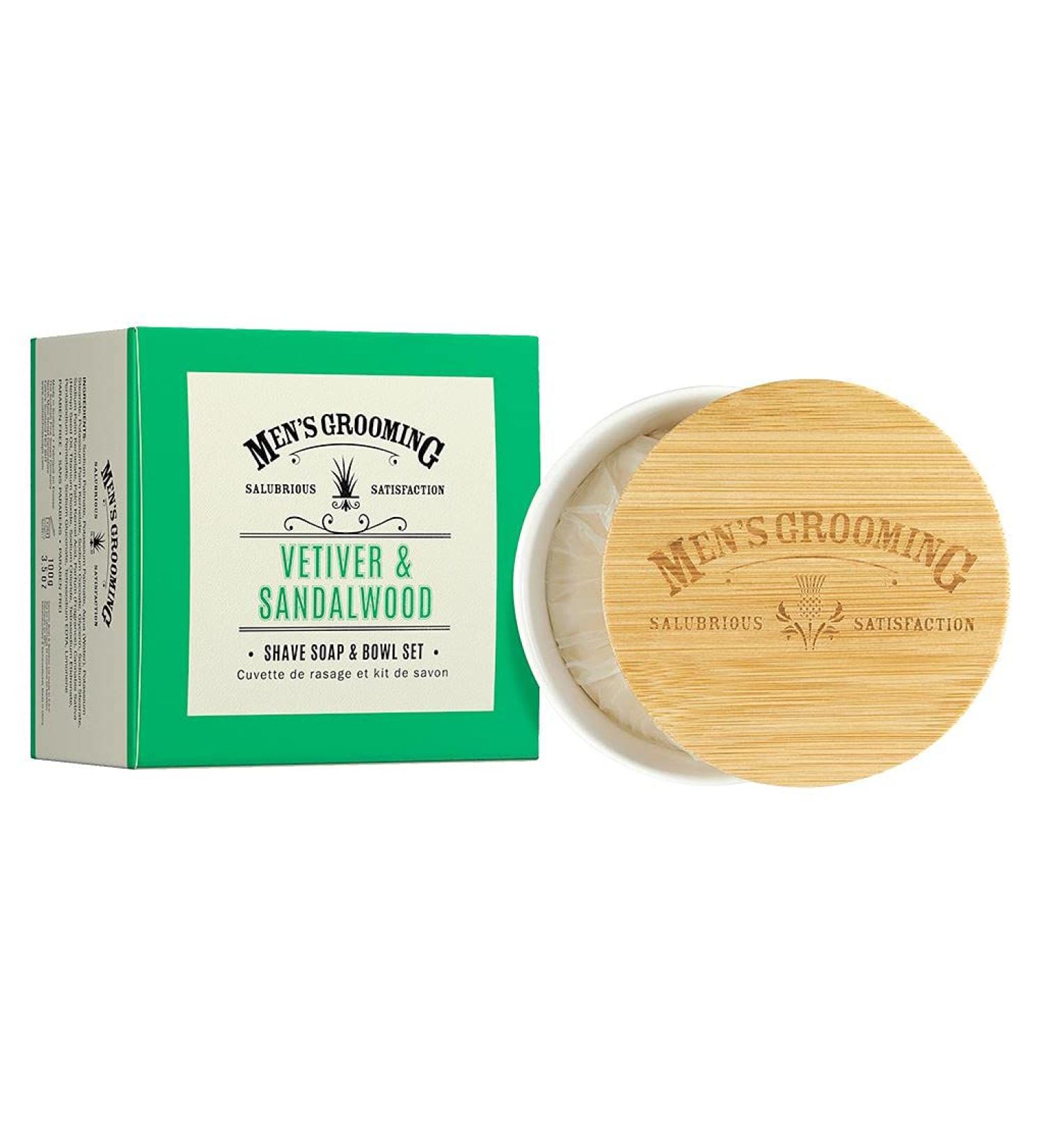 Scottish Fine Soaps Co. Vetiver & Sandalwood Shave Soap & Bowl Set | Men's Grooming 100g - Buy Online on GoSupps.com