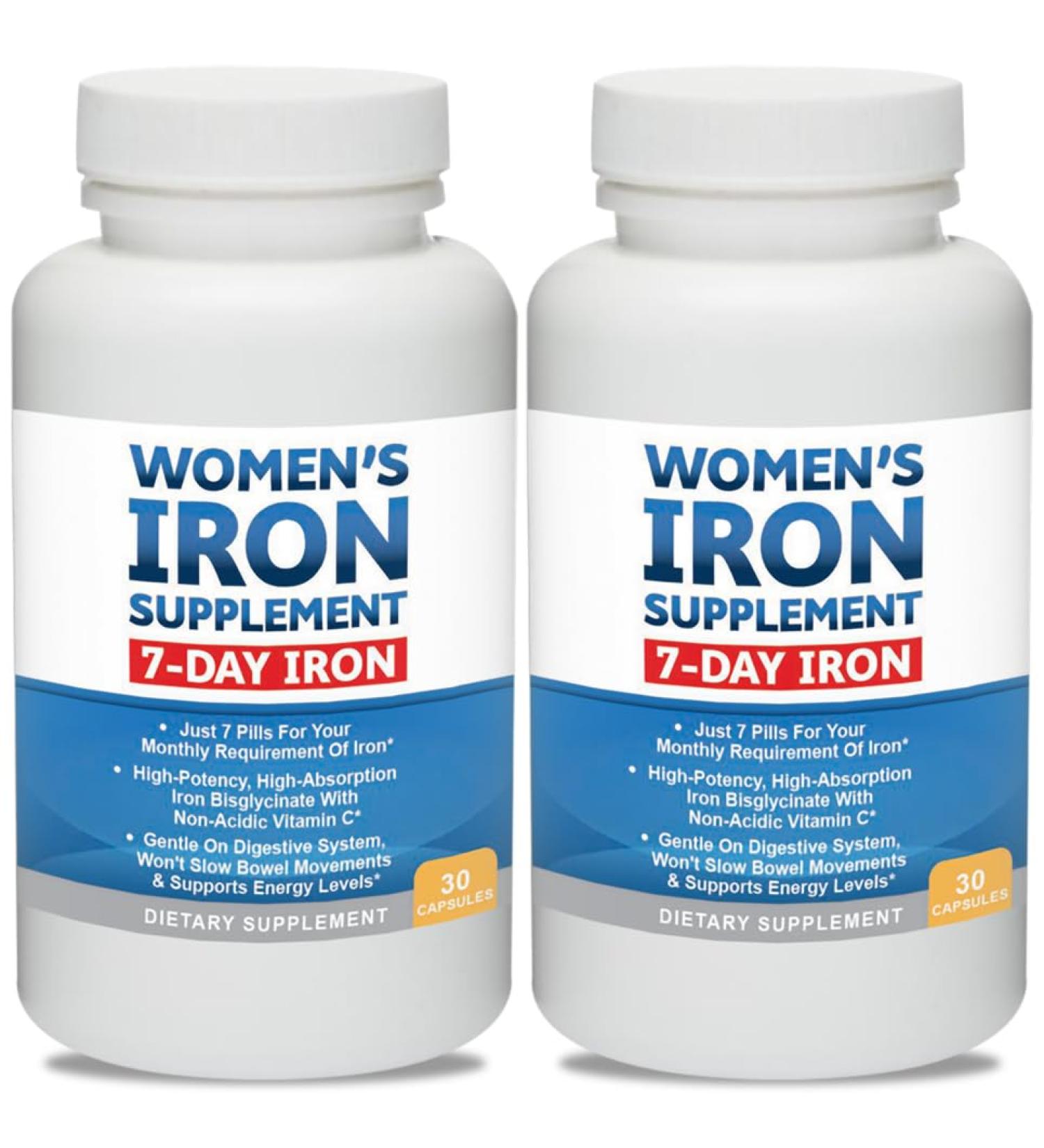 Women s Iron Supplement Pills for Women Bis-Glycinate 80mg 7 Iron Pills for 30 Days Worth of No Stomach Binding Vegan Alkaline VIT C Iron Pill for Women 30 Capsules 2-Pack - Buy Online on GoSupps.com