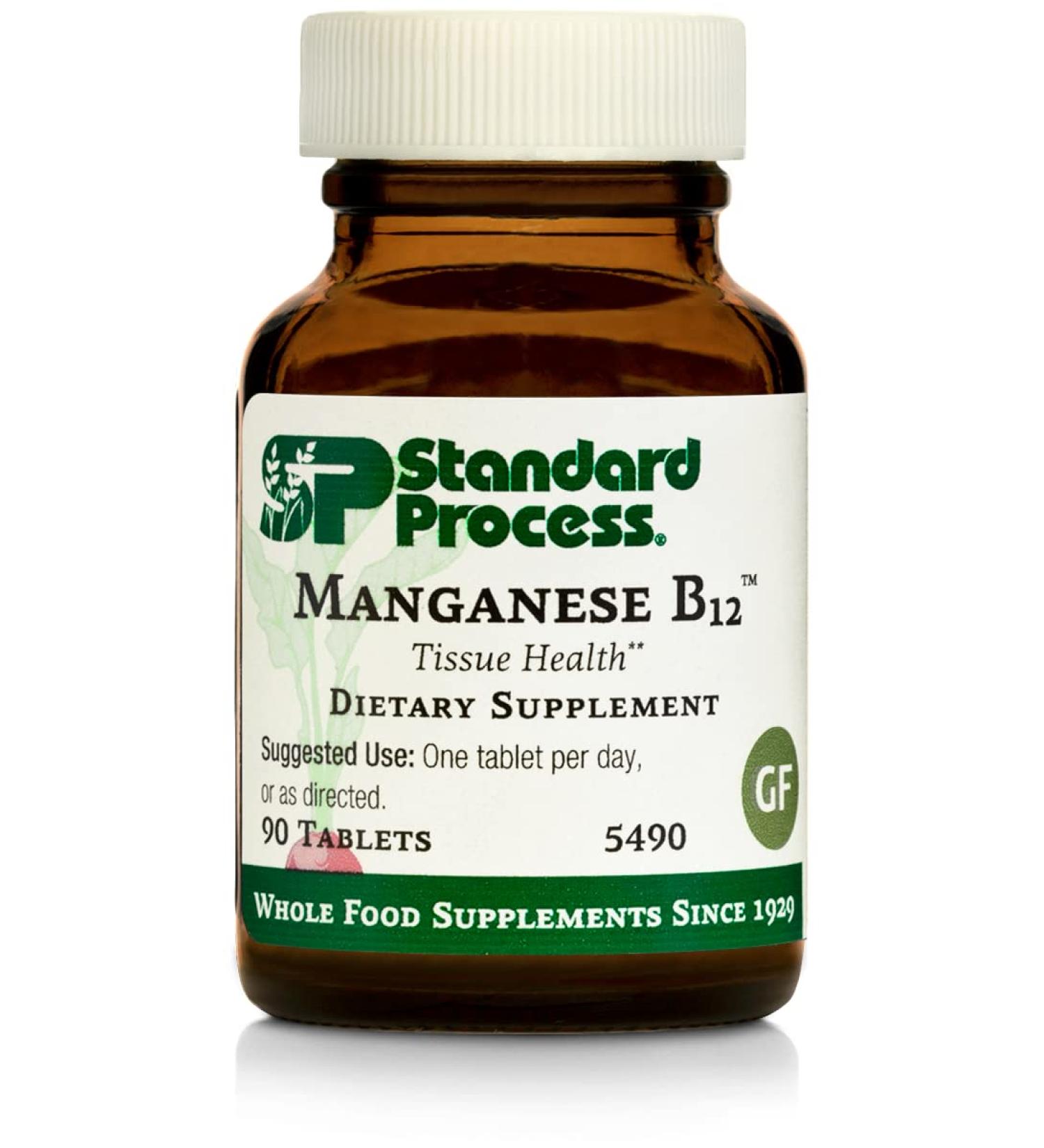 Standard Process Manganese B12 - Whole Food Hemoglobin, Antioxidant, Vitamin B12 - 90 Tablets - Buy Online on GoSupps.com