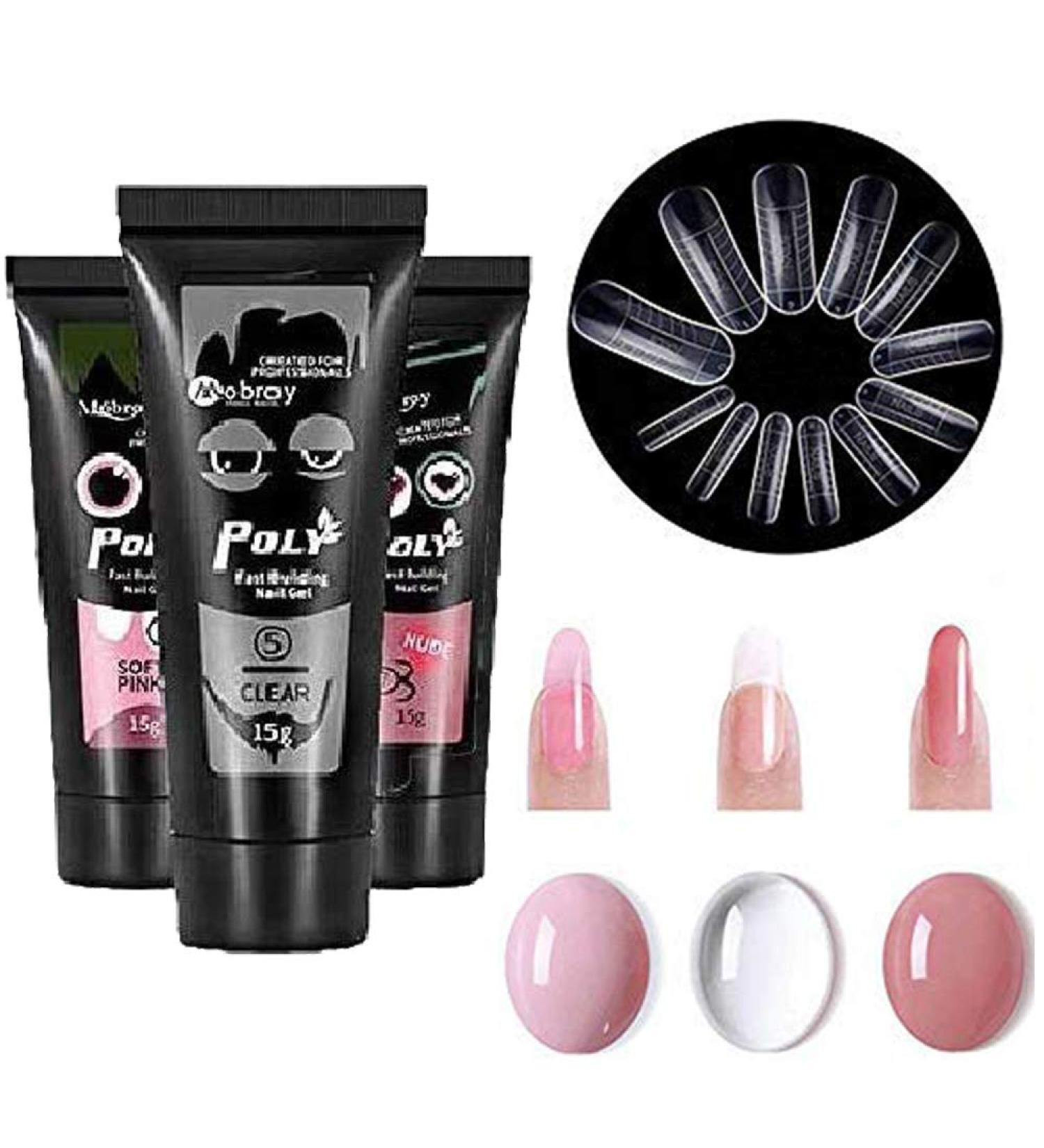 Anself Poly Gel Nail Kit - Fast Building 3 Colors Nail Gel with 48Pcs Nail Molds - Buy Online on GoSupps.com