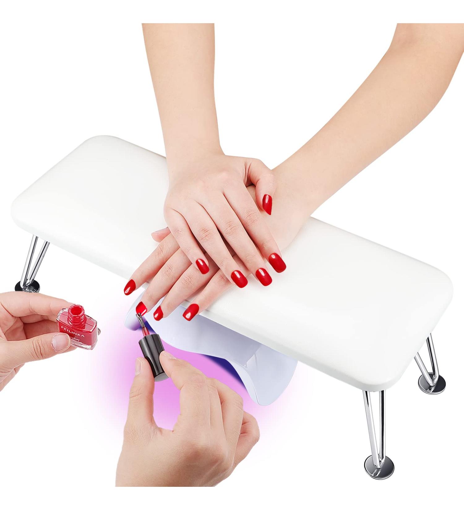 Professional Non-Slip Nail Arm Rest Cushion - White Microfiber Leather - Buy Online on GoSupps.com