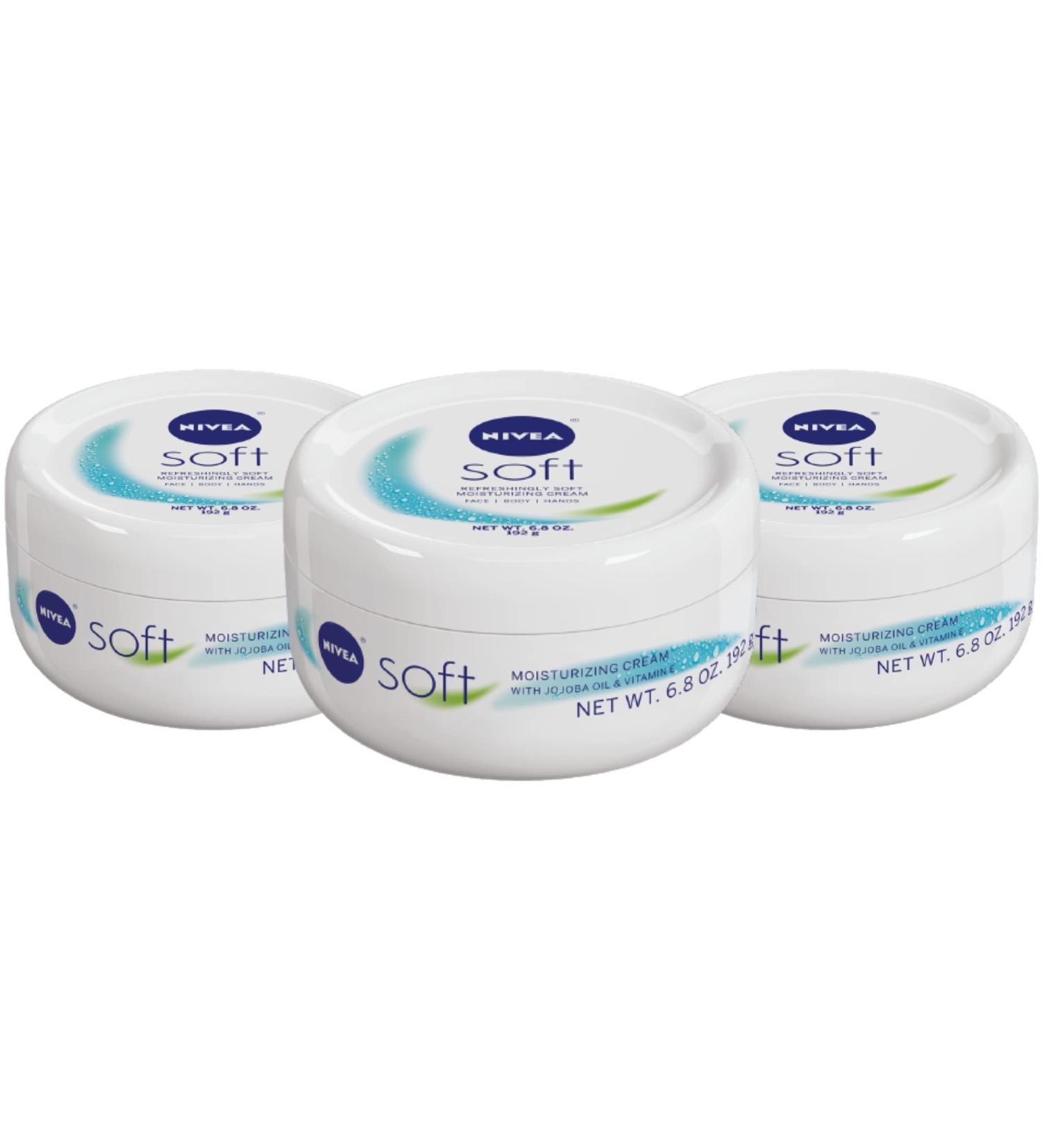 NIVEA Soft Cream 3 Pack - 6.8 Oz Jars - Refreshing Moisturizing Cream for Body, Face, and Hands - Buy Online on GoSupps.com