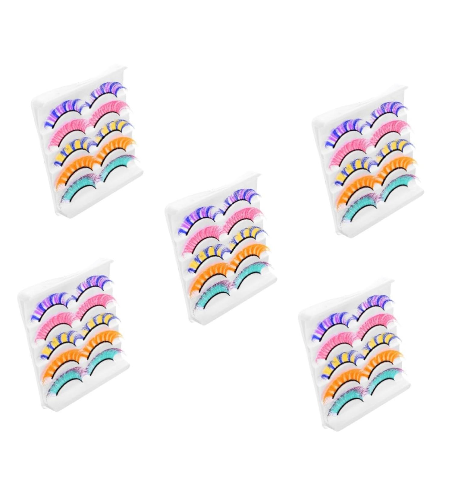 FOMIYES 25 Pairs Colored False Eyelashes Fake Lashes False Eyelashes Individual Winged Eyelashes Colorful Lashes Makeup Tools for Women Carnival Party Eyelashes Imitation Strip Extend - Buy Online on GoSupps.com