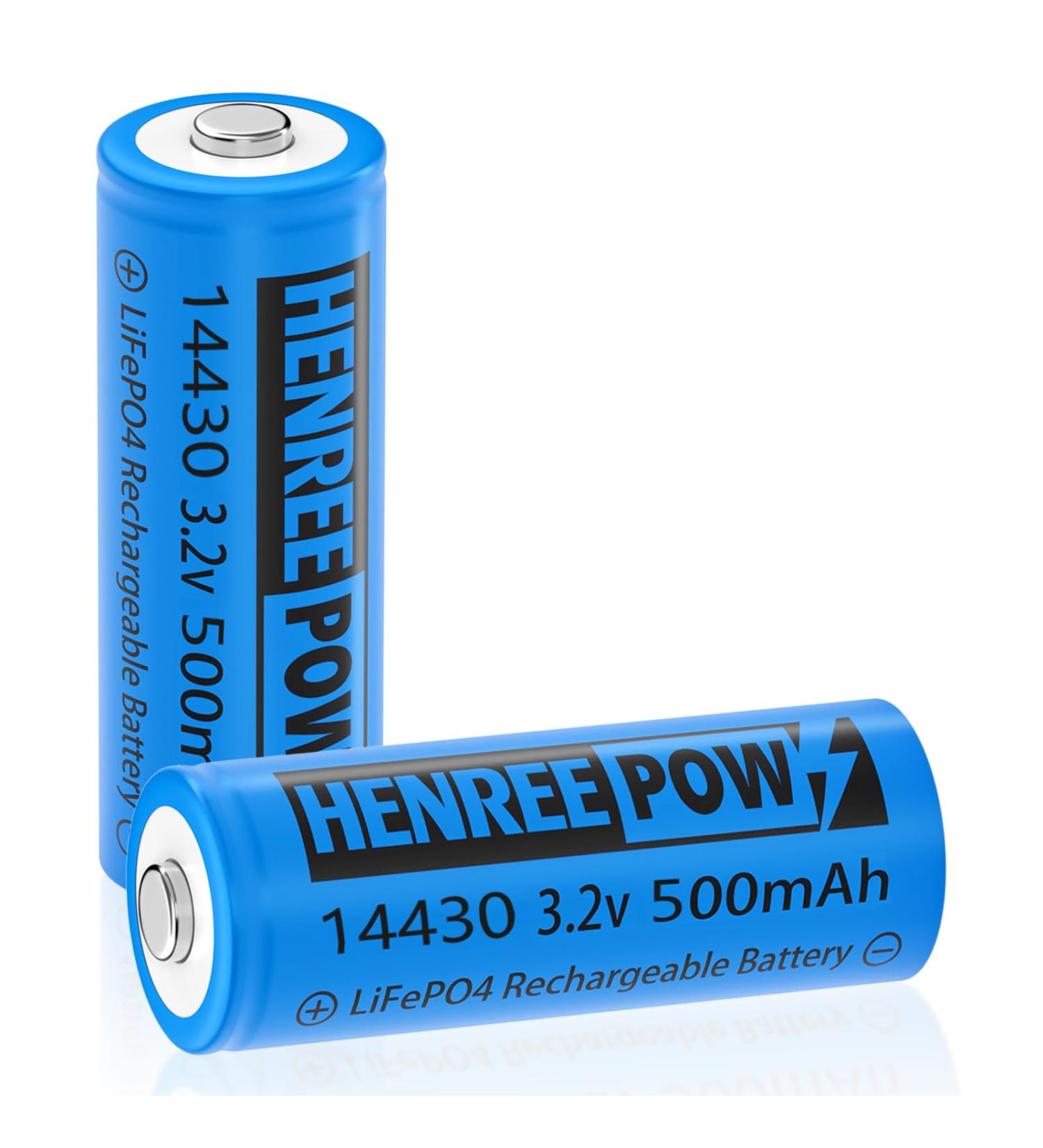 Henreepow 14430 LiFePO4 3.2V Rechargeable Solar Batteries - 500mAh for Garden Lights Shavers & Flashlights (2-Pack) | Outdoor Energy Solution - Buy Online on GoSupps.com