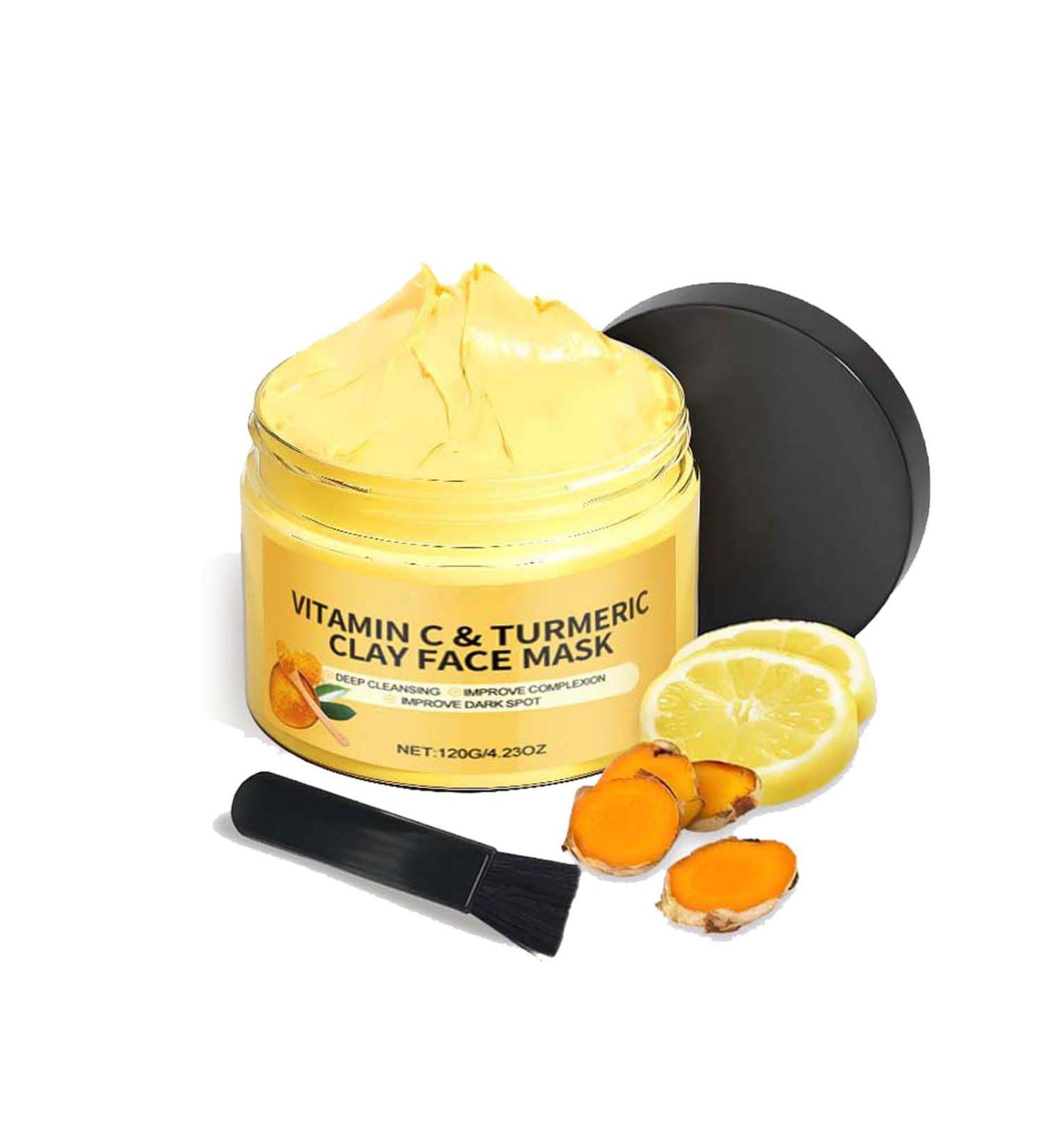 Turmeric Face Mask Turmeric and Vitamin C Clay Mask Vitamin C Face Mask With Kaolin Clay And Turmeric For Dark Spots Deep Cleansing Skin Care (1PC) - Buy Online on GoSupps.com