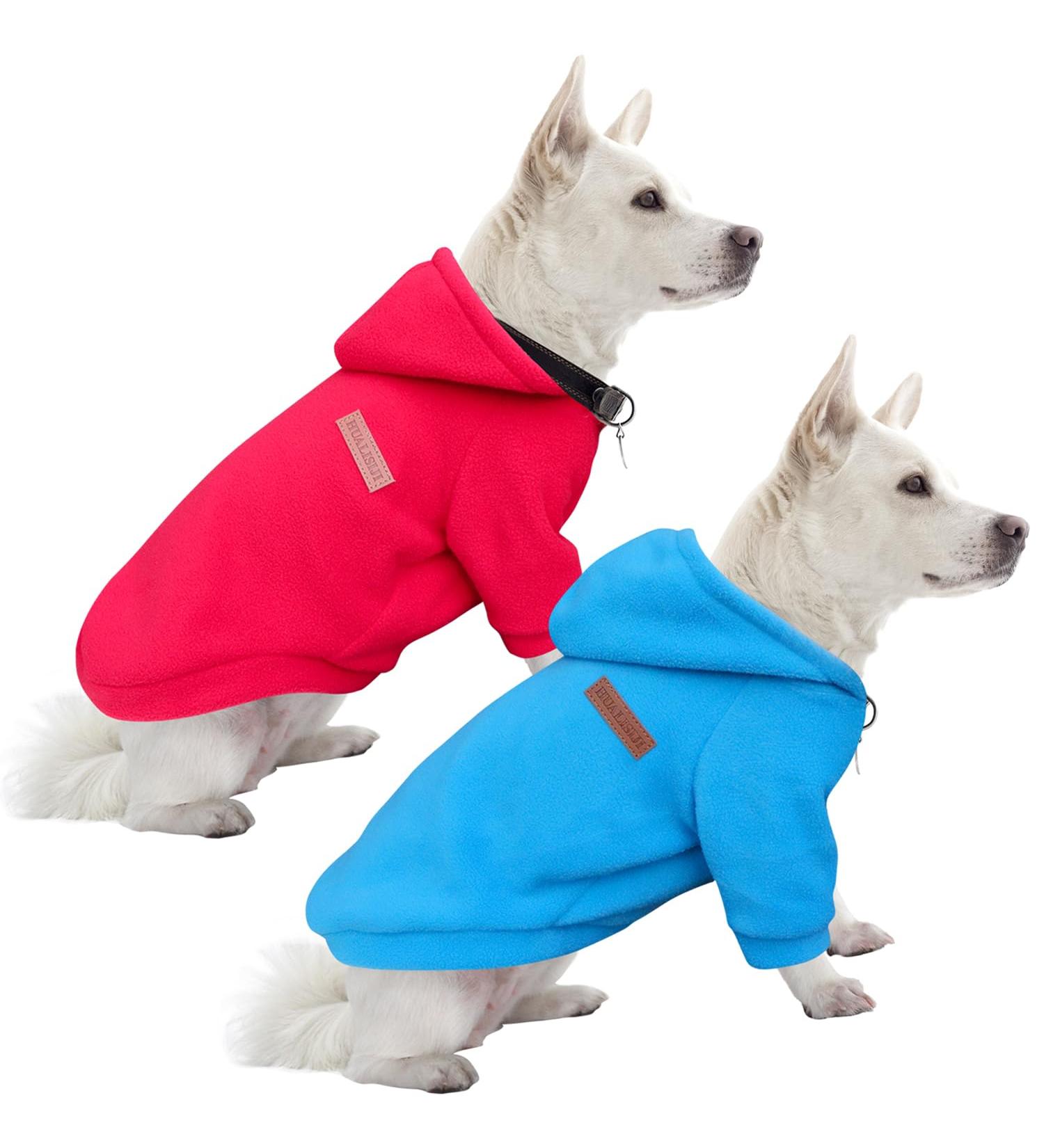 Hualisiji Dog Hoodie & Sweatshirt - Warm Fleece Sweater for Chihuahuas - Lightweight & Soft Texture - Available in Red & Blue (M 2PCs) - International Shipping - Buy Online on GoSupps.com