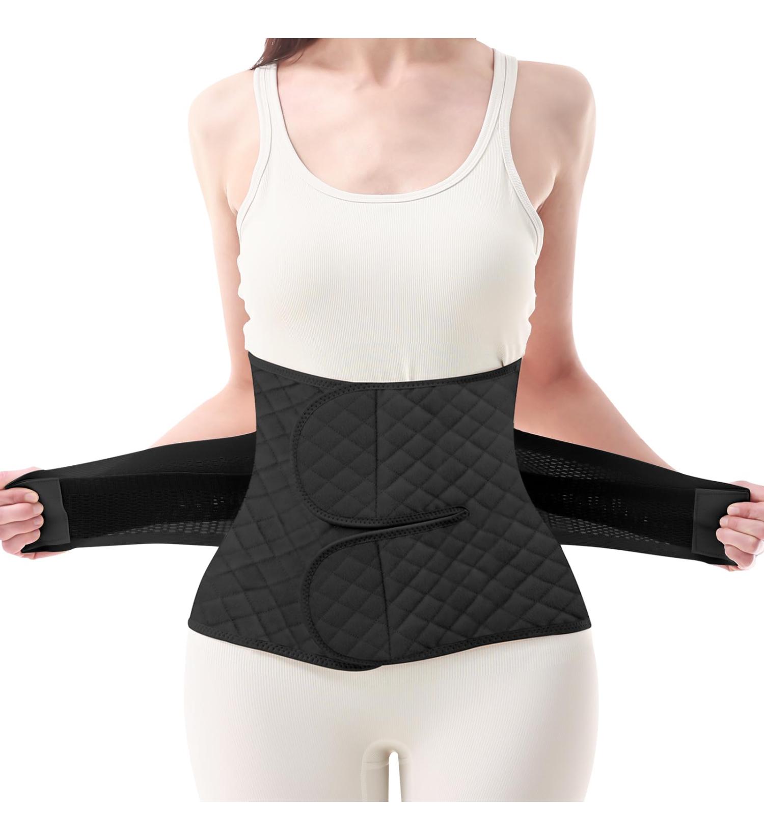 Postpartum Belly Band Wrap - Abdominal Binder for C-Section Recovery & Post Surgery Support | Medium Size Black - Buy Online on GoSupps.com
