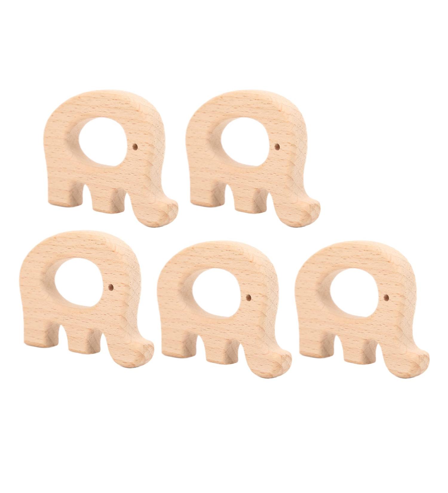 5 Wooden Bite Ring Toys for Babies - Pain Relief & DIY Elephant Necklaces & Bracelets - Childhood Development Aid - Buy Online on GoSupps.com