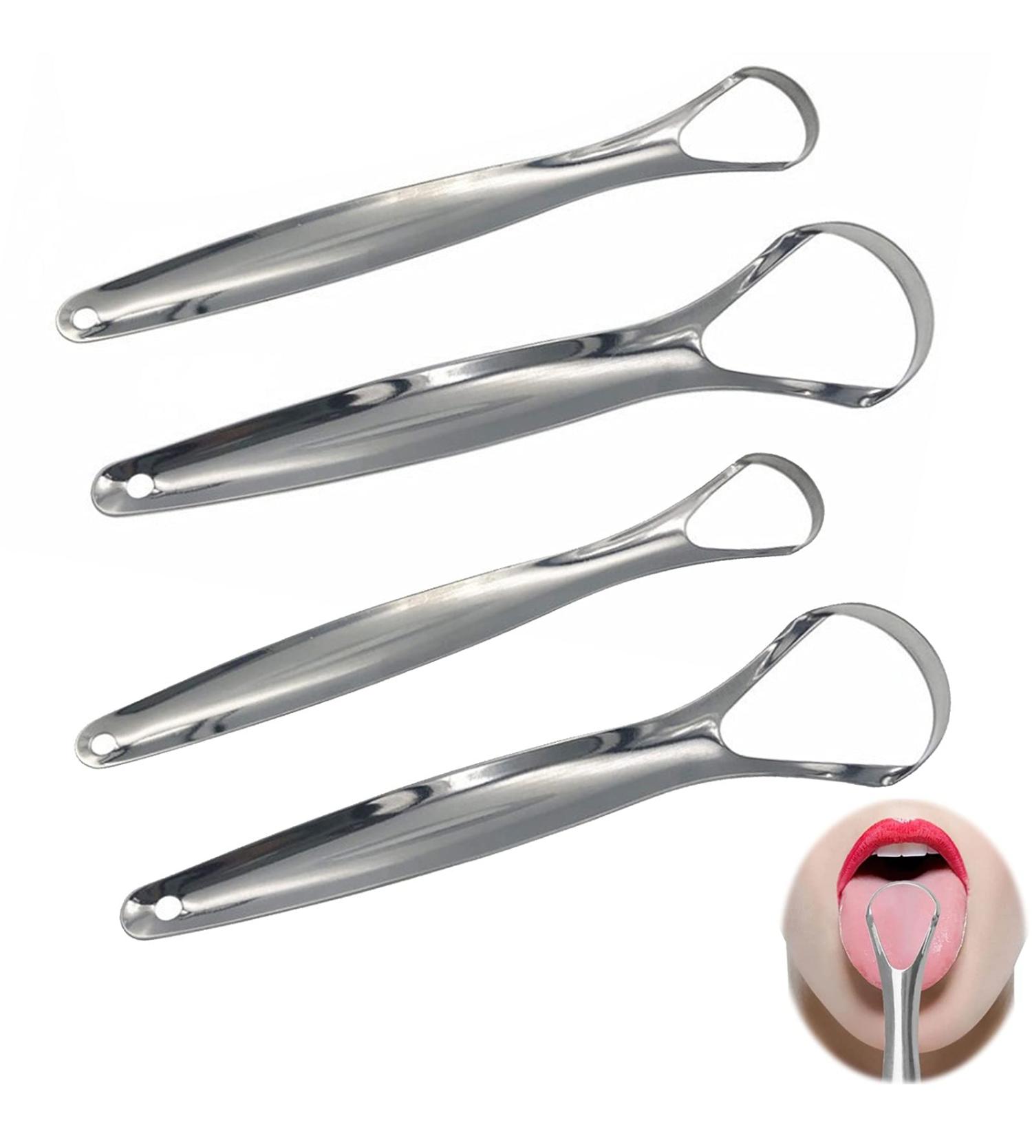 4PCS Stainless Steel Tongue Cleaner Scraper - Rustproof Tongue Scraps for Fresh Breath & Bacteria Defense | Metal Tongue Cleaner for Adults - Buy Online on GoSupps.com