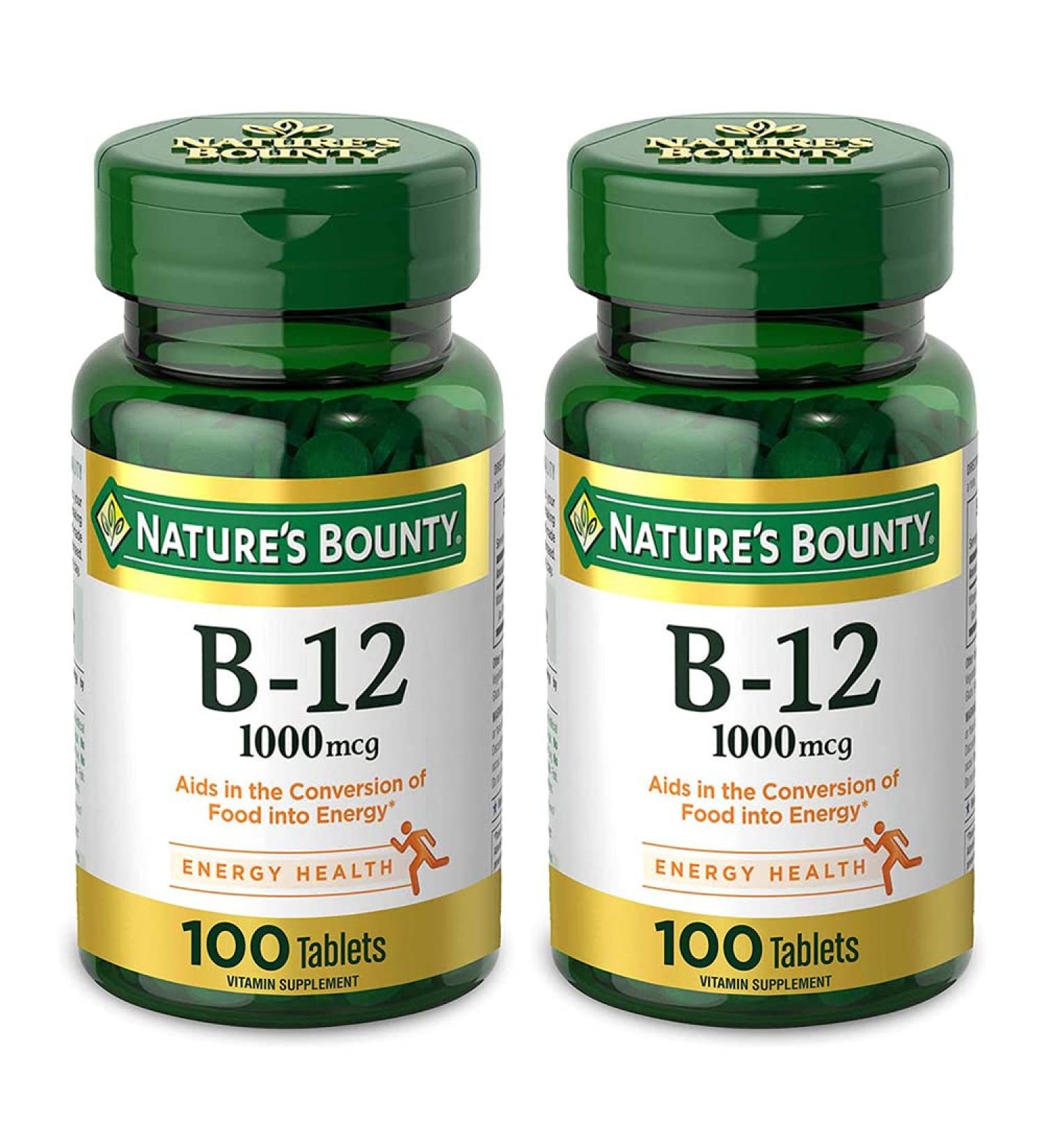 Nature's Bounty Natural Vitamin B12 1000mcg 100 Tablets (Pack of 2) 100 Count (Pack of 2)