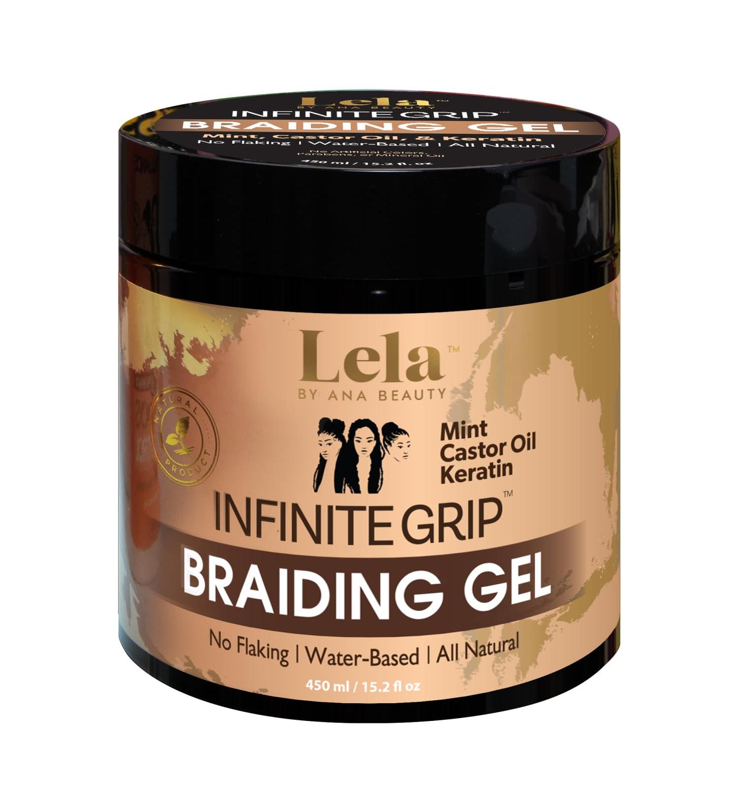 Lela Beauty Infinite Grip Braiding Gel - Strong Hold High Shine Water-Based - Professional Quality Anti-Frizz Gel for Smooth Braids Locs & Twists - 450mL/15.2 fl oz - Buy Online on GoSupps.com
